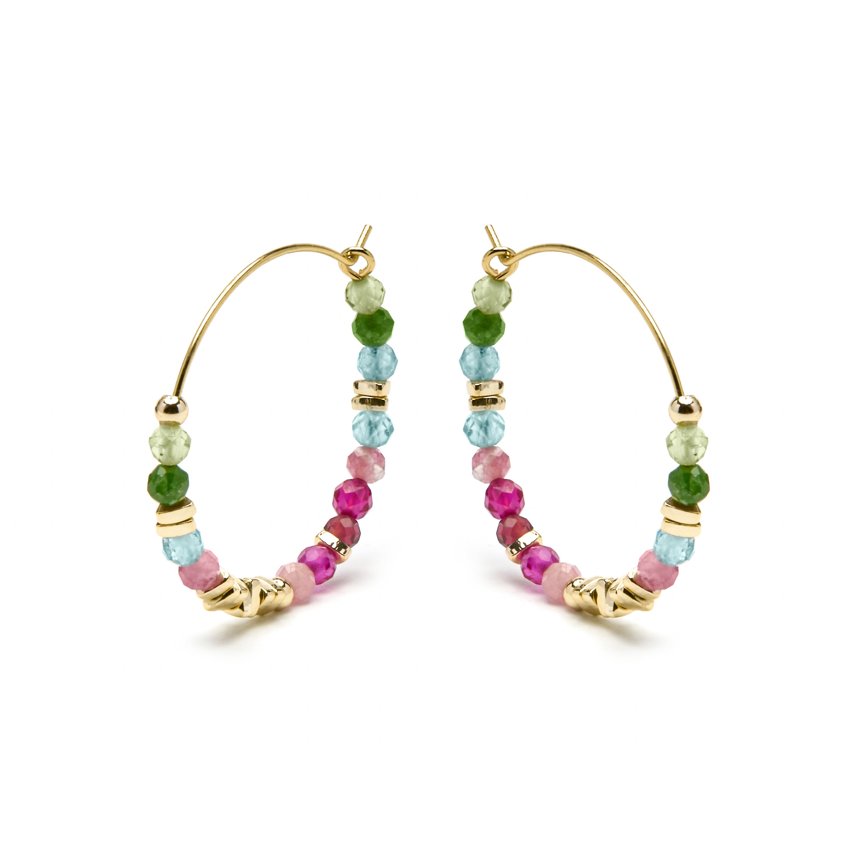 925 Sterling Silver Earrings with Multicolor Crystal finished in 18k Yellow Gold - Ane