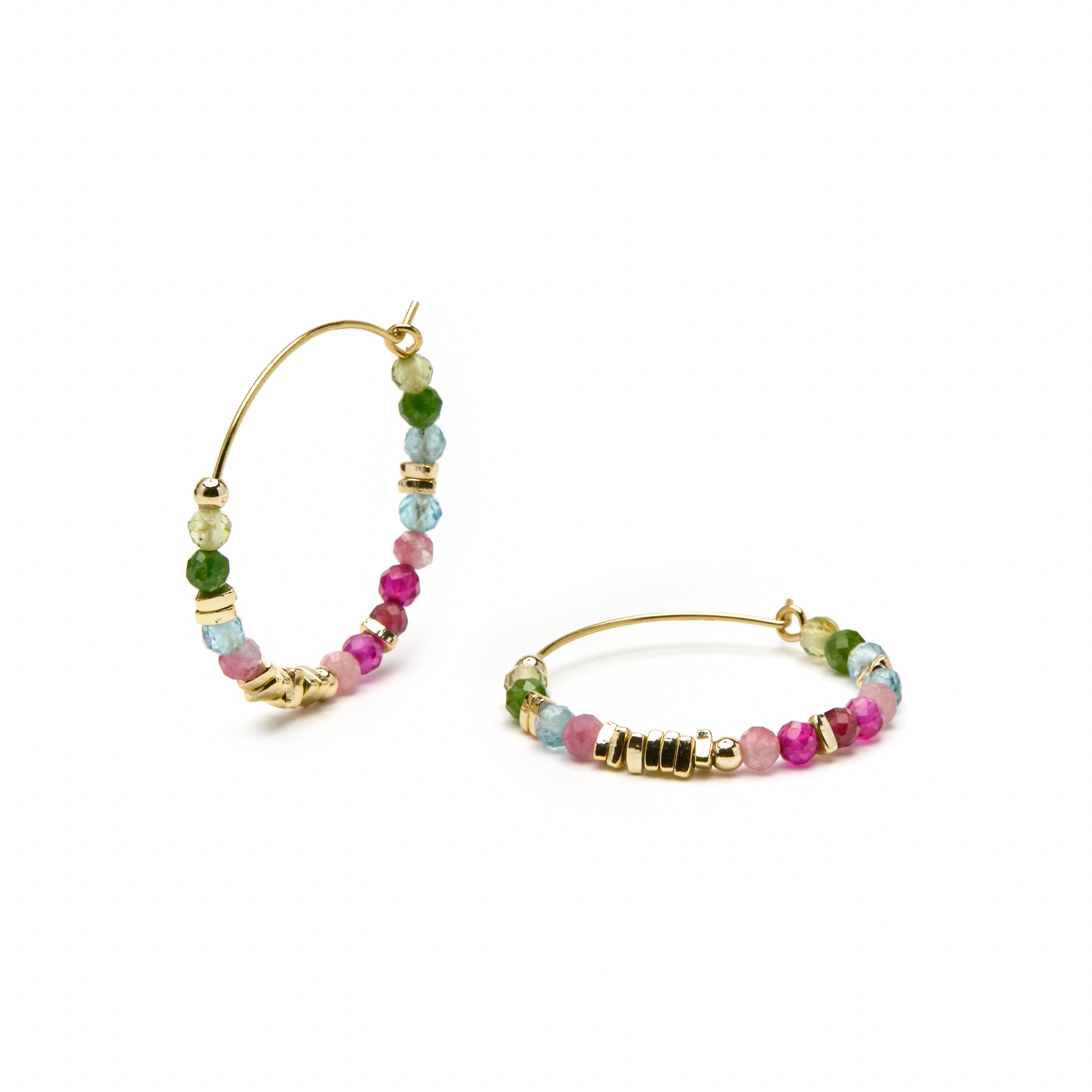 925 Sterling Silver Earrings with Multicolor Crystal finished in 18k Yellow Gold - Ane
