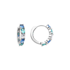 925 Sterling Silver Earrings with Aquamarine Zirconia, Rhodium Finish - Naak