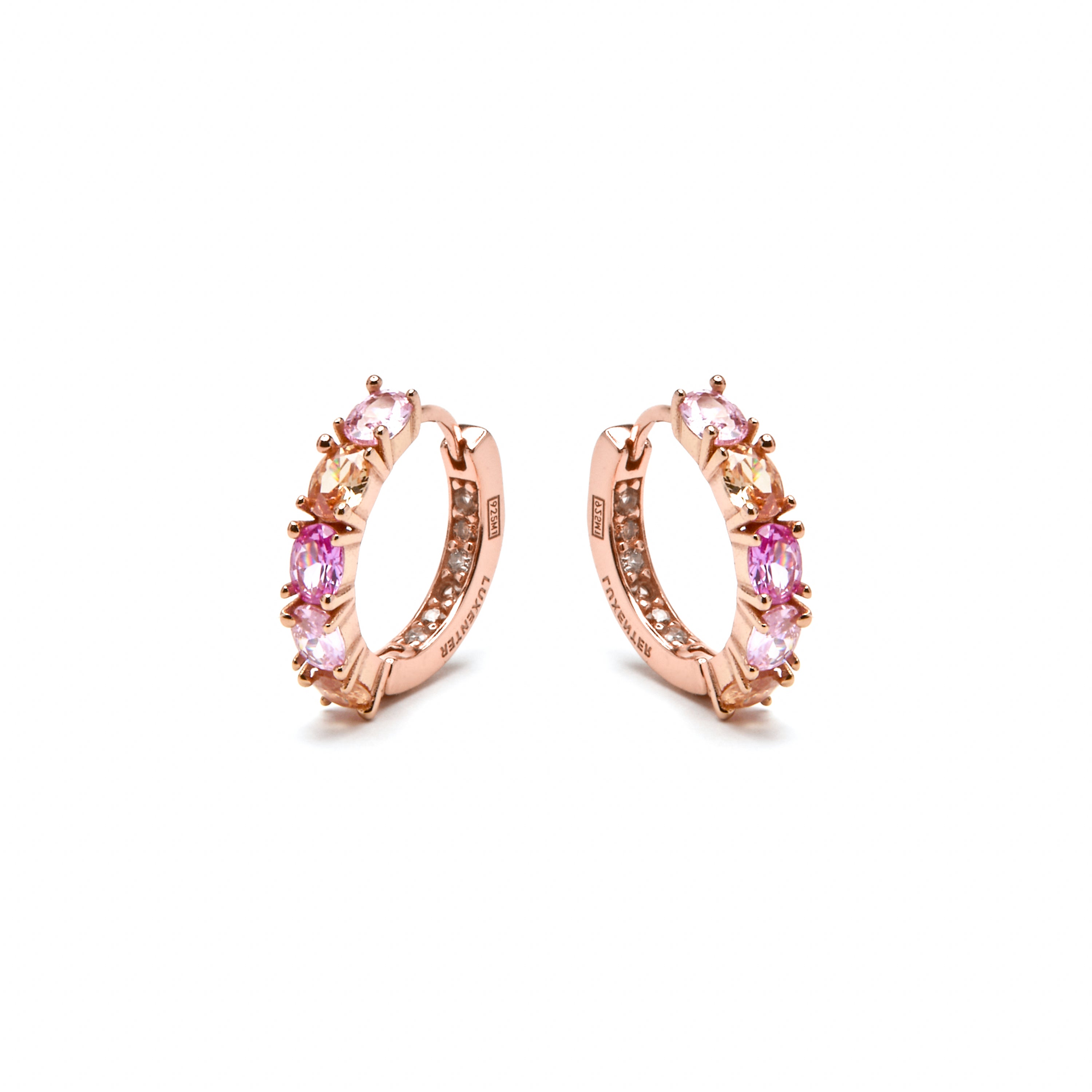 Ohrringe aus 925er Sterlingsilber und rosa Zirkonia mit 18k Gelbgold-Finish - Naak
