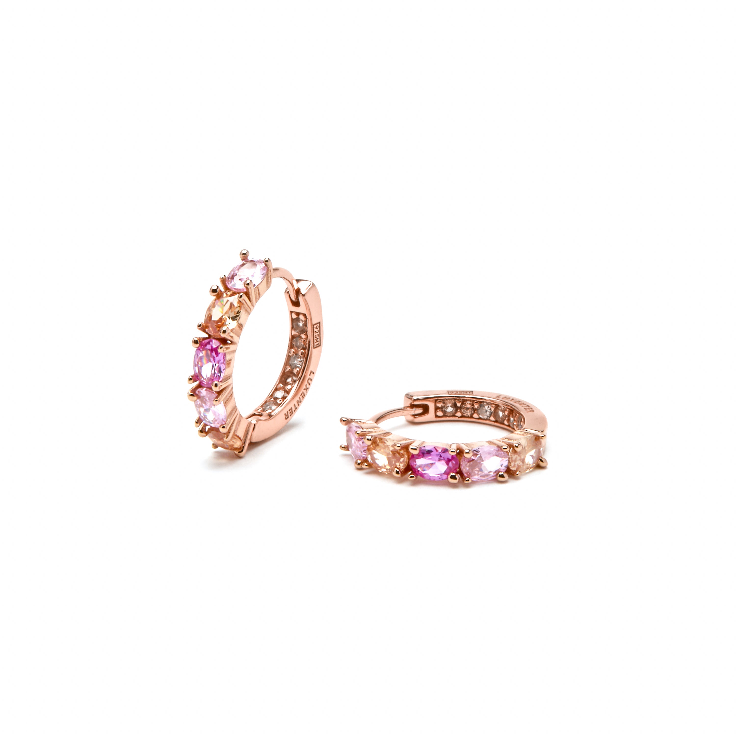 Ohrringe aus 925er Sterlingsilber und rosa Zirkonia mit 18k Gelbgold-Finish - Naak