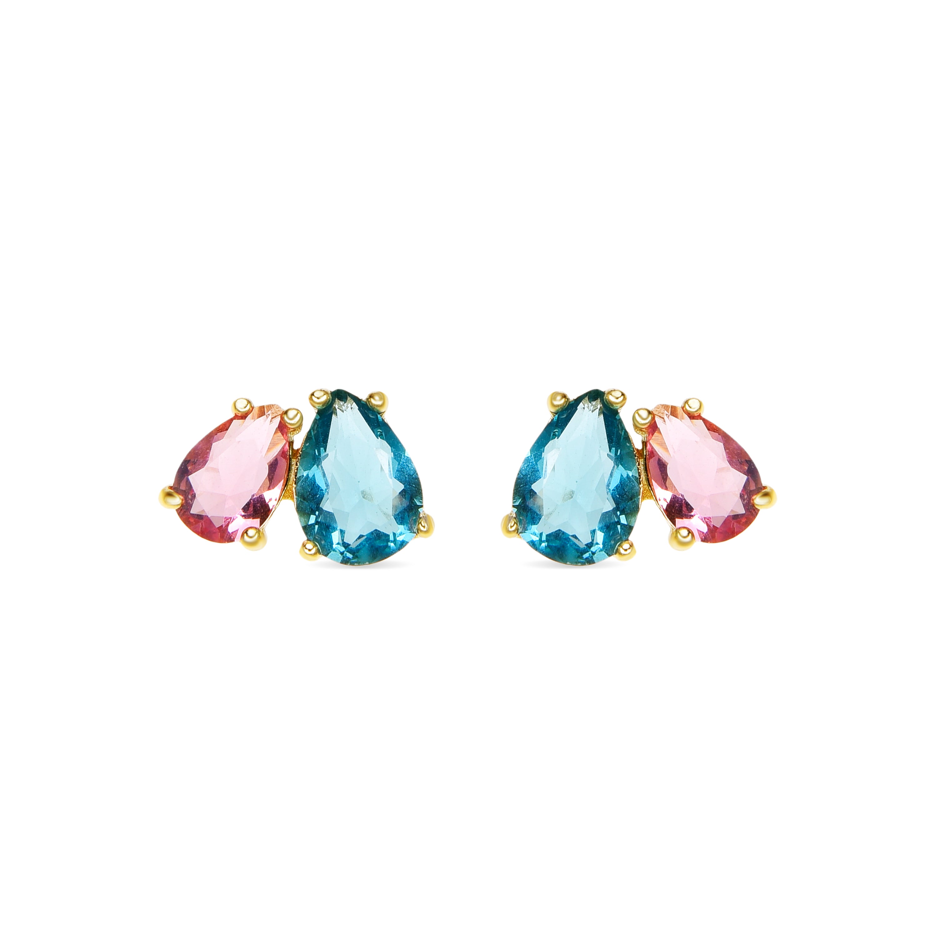 925 Sterling Silver Earrings with Multicolor Hydrothermal Quartz finished in 18k Yellow Gold - Khata