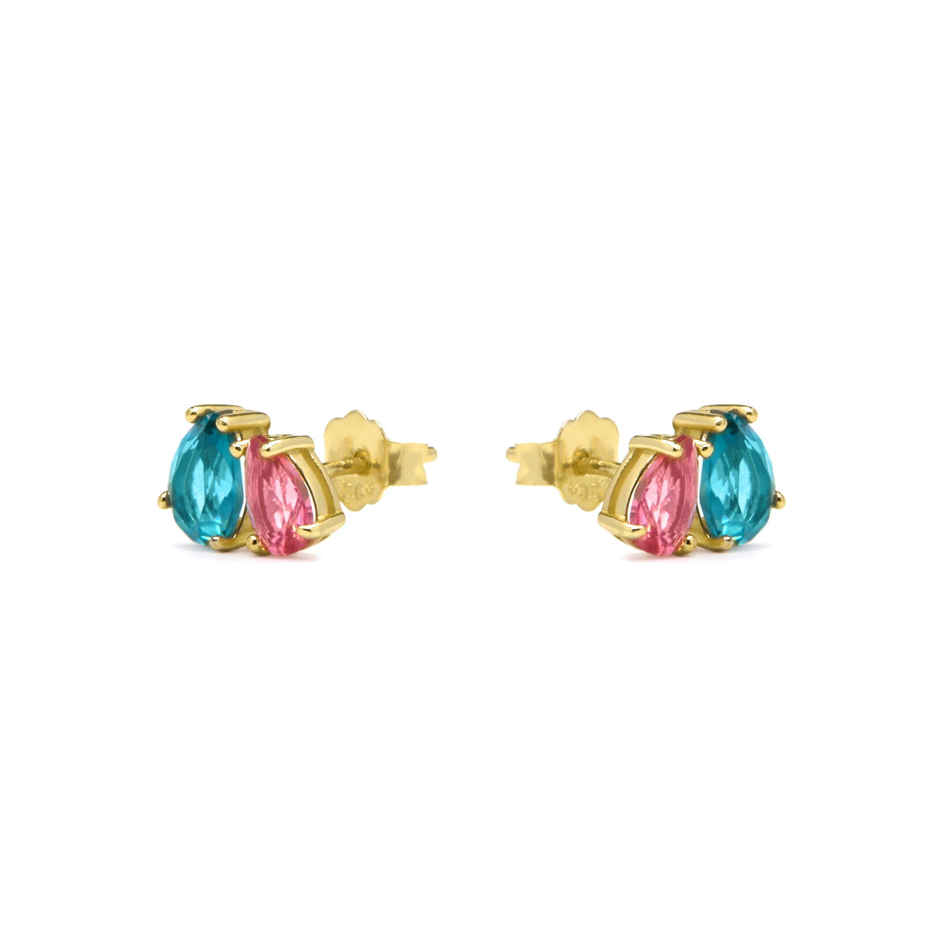 925 Sterling Silver Earrings with Multicolor Hydrothermal Quartz finished in 18k Yellow Gold - Khata