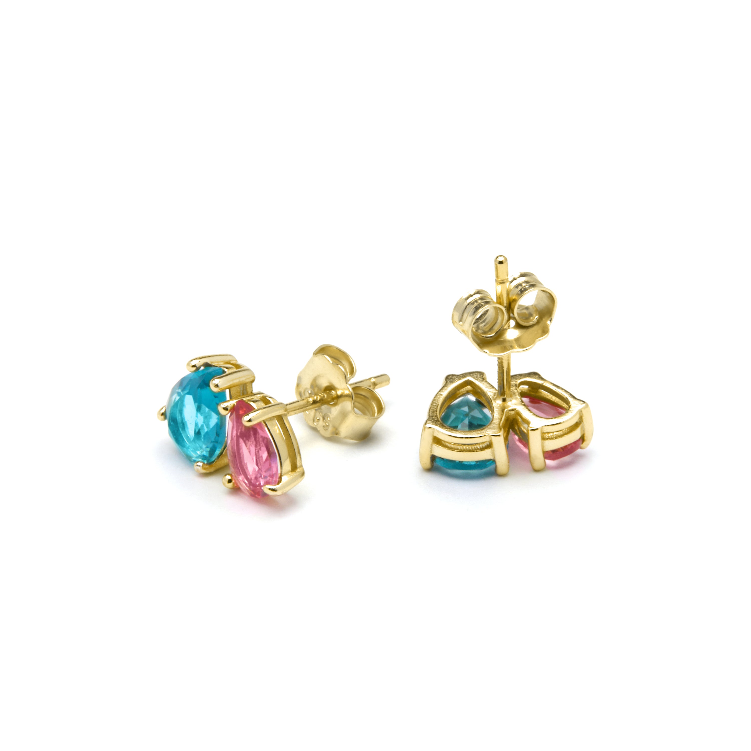 925 Sterling Silver Earrings with Multicolor Hydrothermal Quartz finished in 18k Yellow Gold - Khata