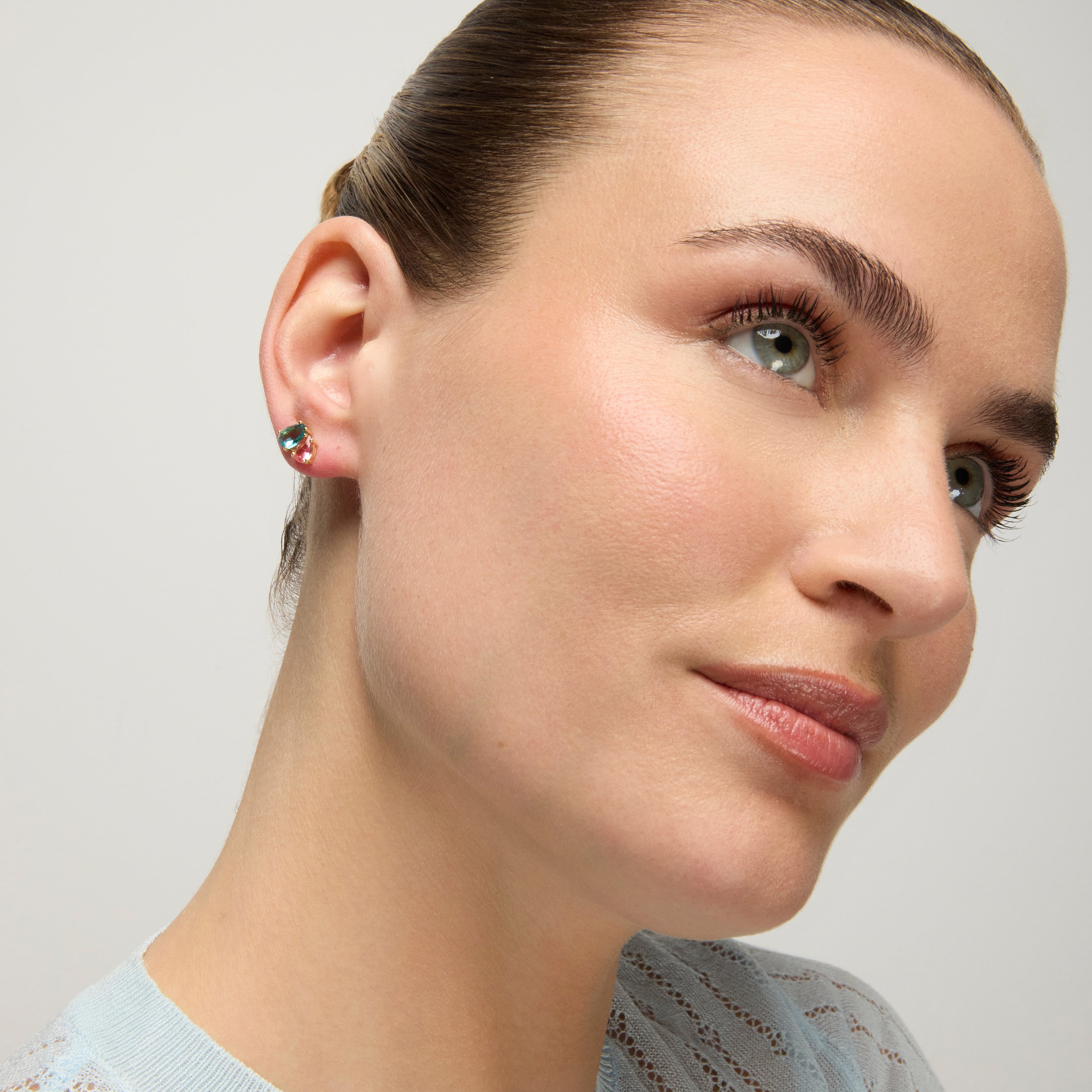925 Sterling Silver Earrings with Multicolor Hydrothermal Quartz finished in 18k Yellow Gold - Khata