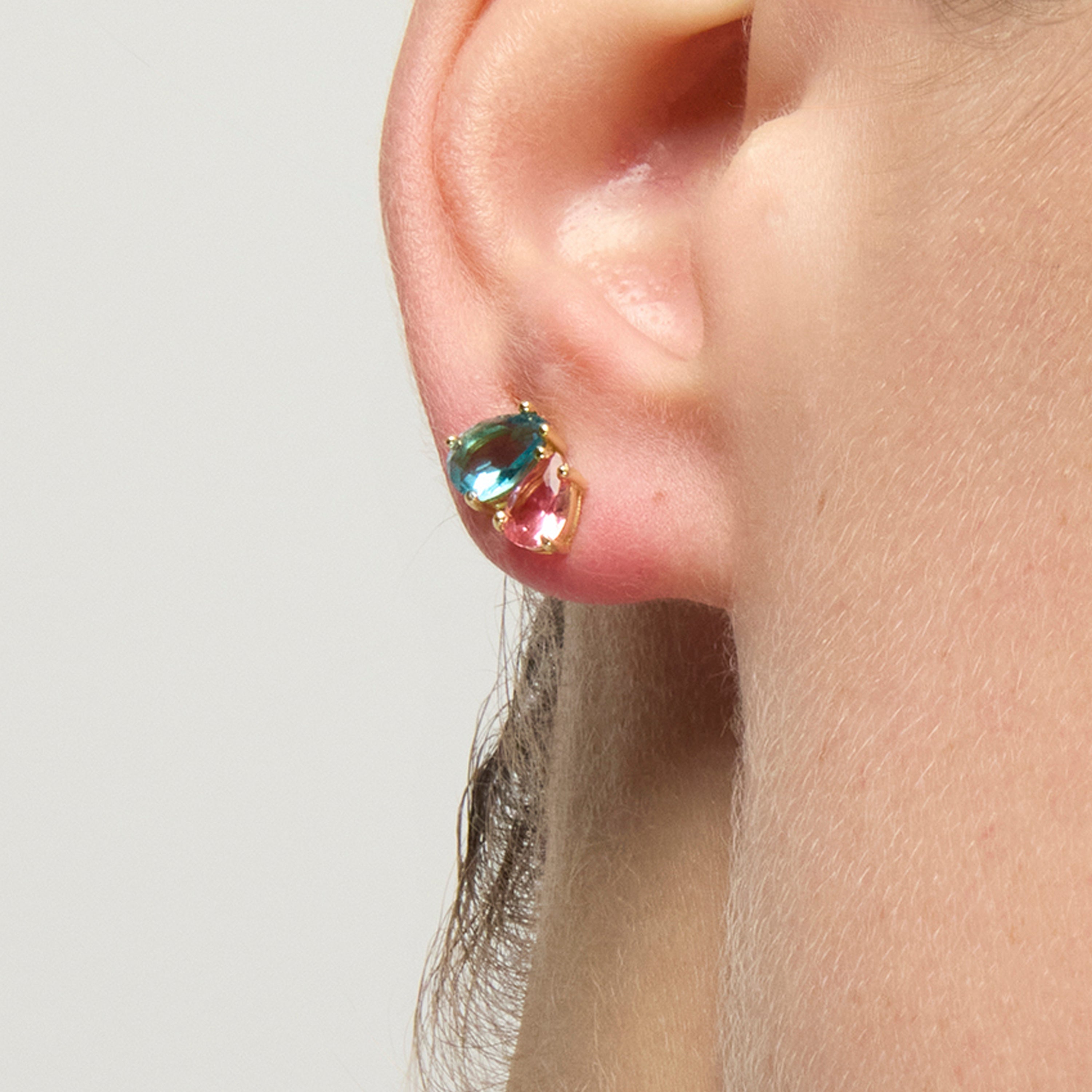 925 Sterling Silver Earrings with Multicolor Hydrothermal Quartz finished in 18k Yellow Gold - Khata