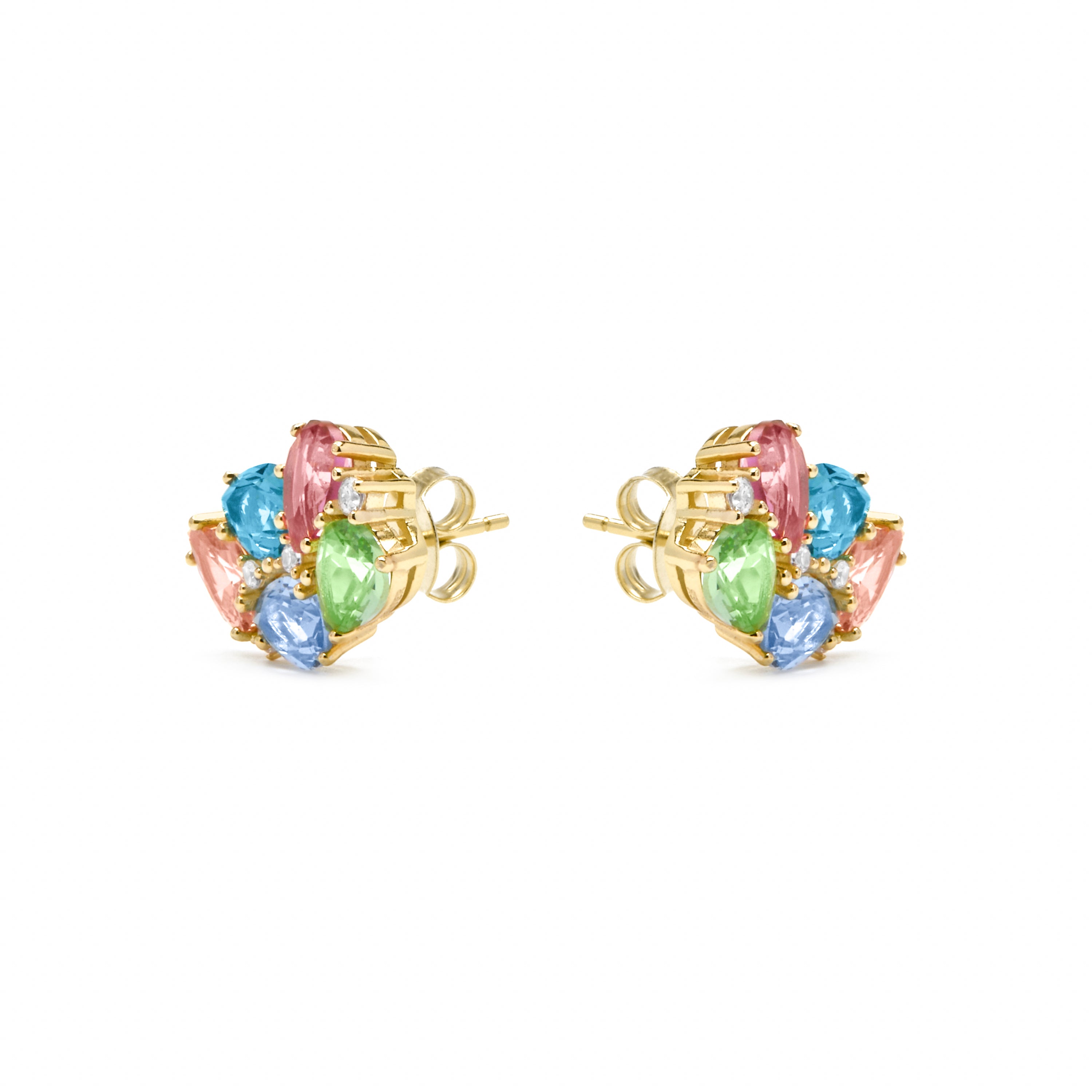925 Sterling Silver Earrings with Multicolor Hydrothermal Quartz finished in 18k Yellow Gold - Damam