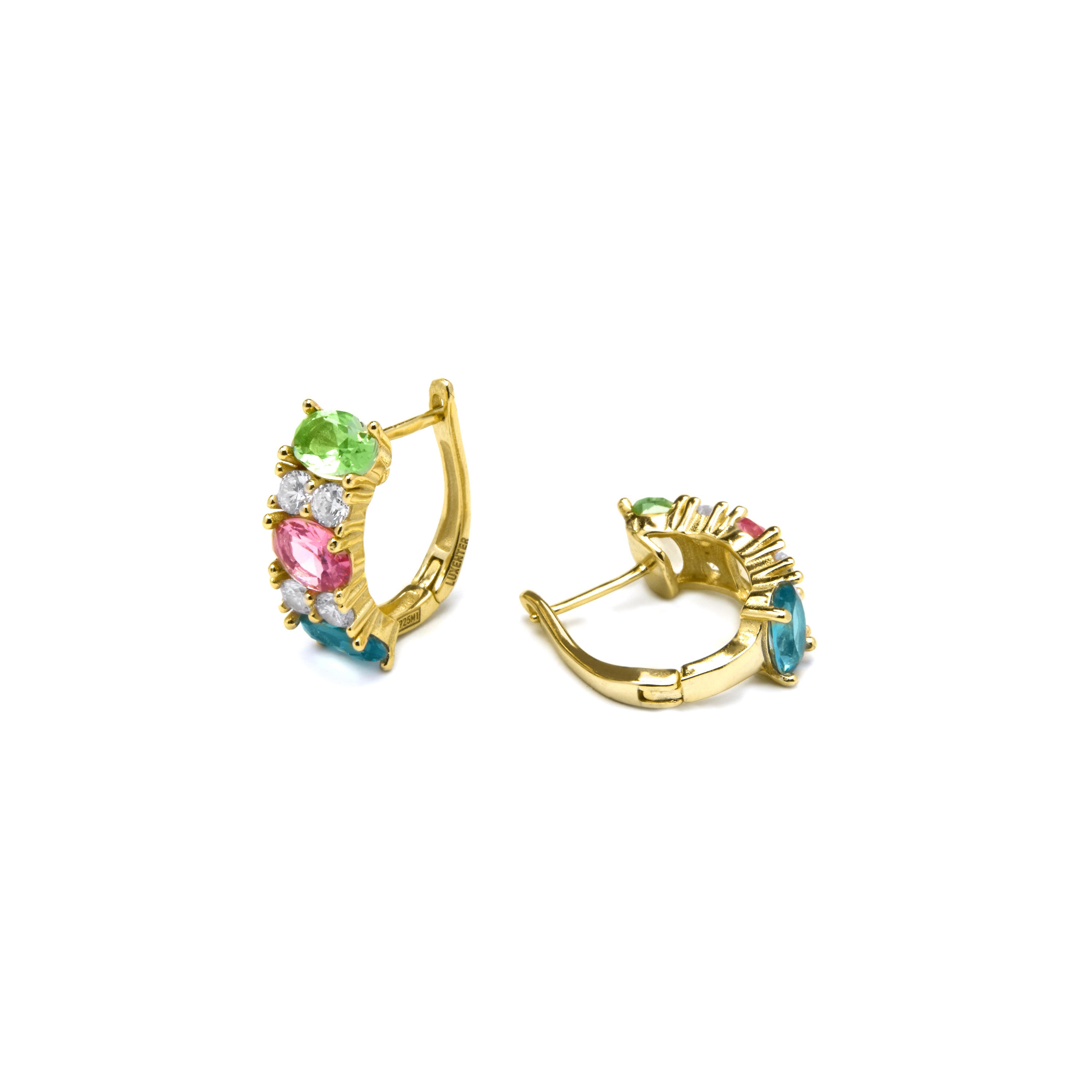 Pendientes de Plata de Ley 925 y Cuarzo Hidrotermal Multicolor acabado oro amarillo de 18k - Mohea