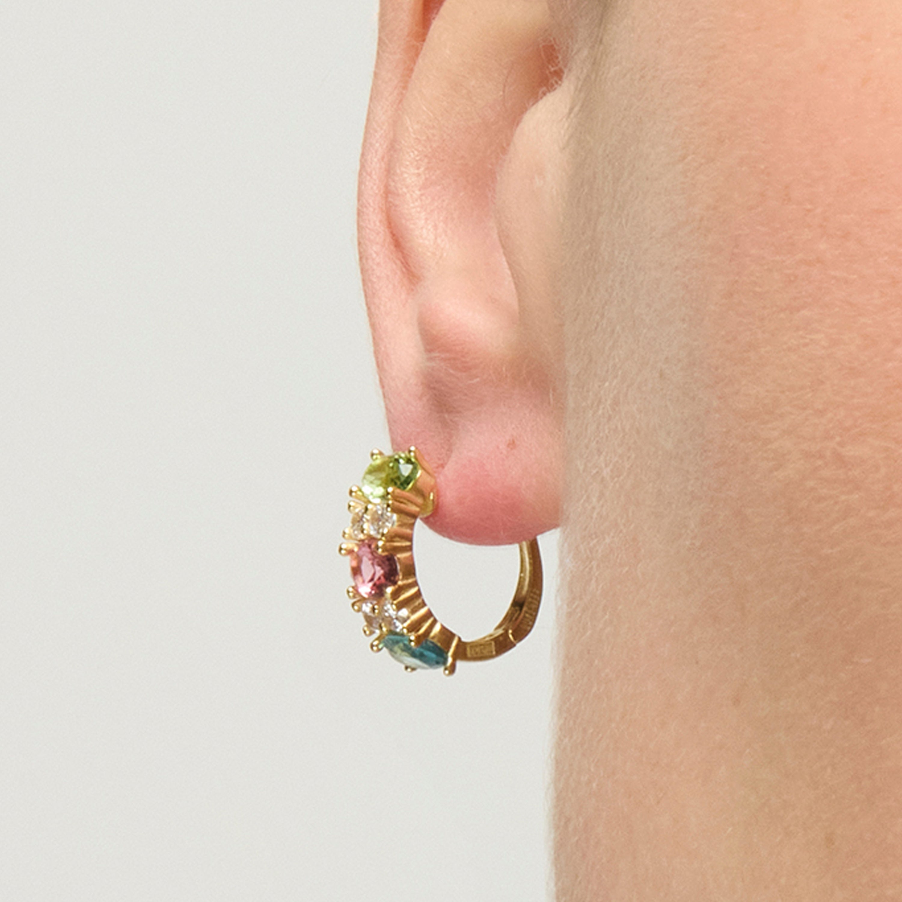 Pendientes de Plata de Ley 925 y Cuarzo Hidrotermal Multicolor acabado oro amarillo de 18k - Mohea