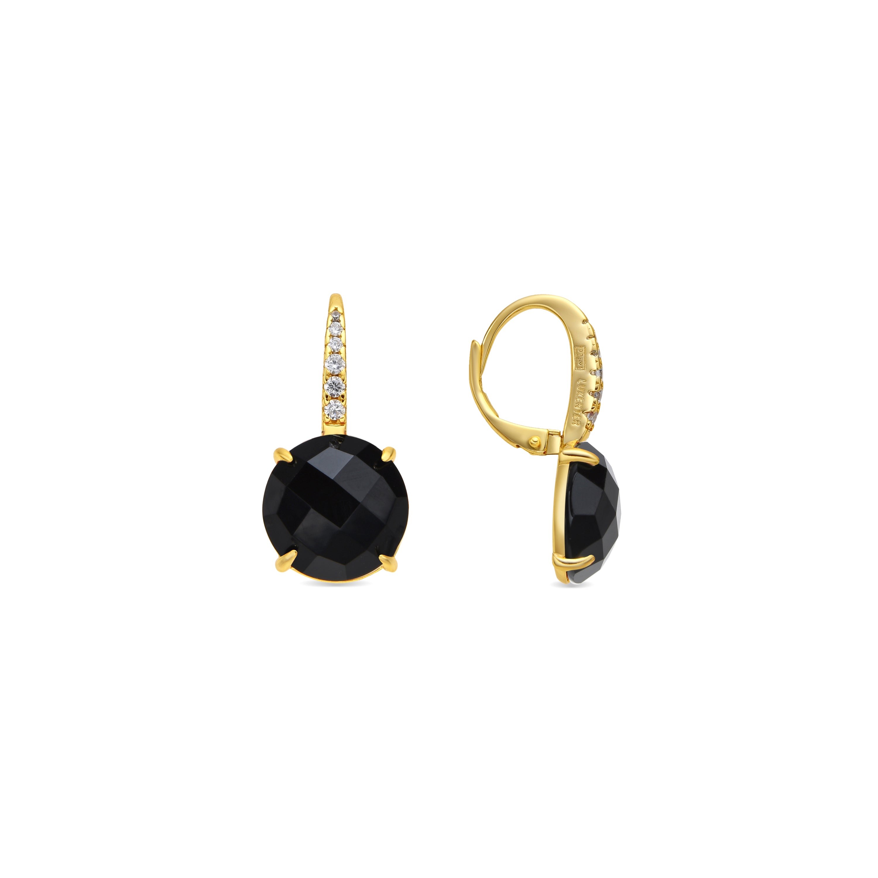 Ohrringe aus 925er Sterlingsilber und hydrothermalem Onyx-Quarz mit 18-karätiger Gelbgoldbeschichtung Lior