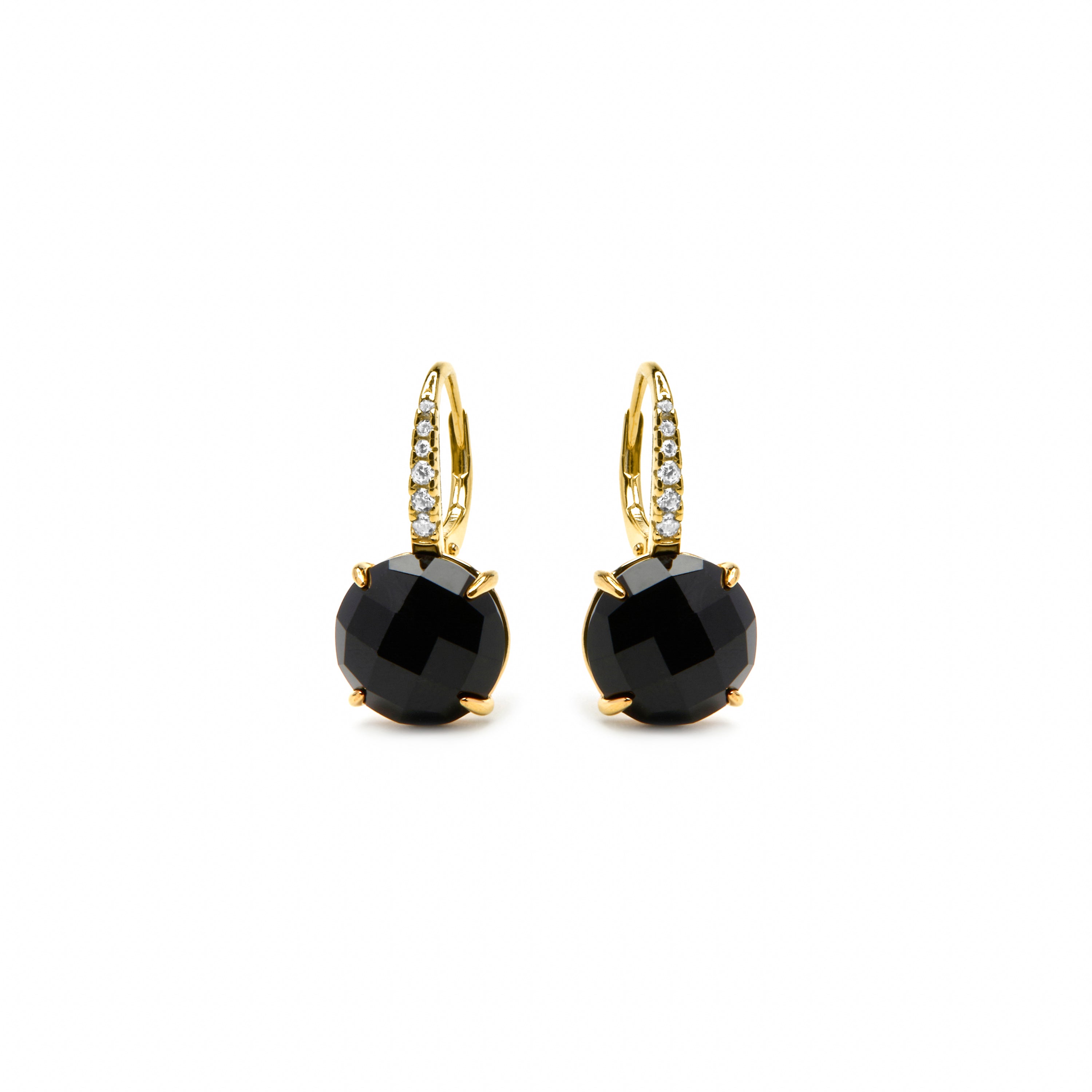 Ohrringe aus 925er Sterlingsilber und hydrothermalem Onyx-Quarz mit 18-karätiger Gelbgoldbeschichtung Lior