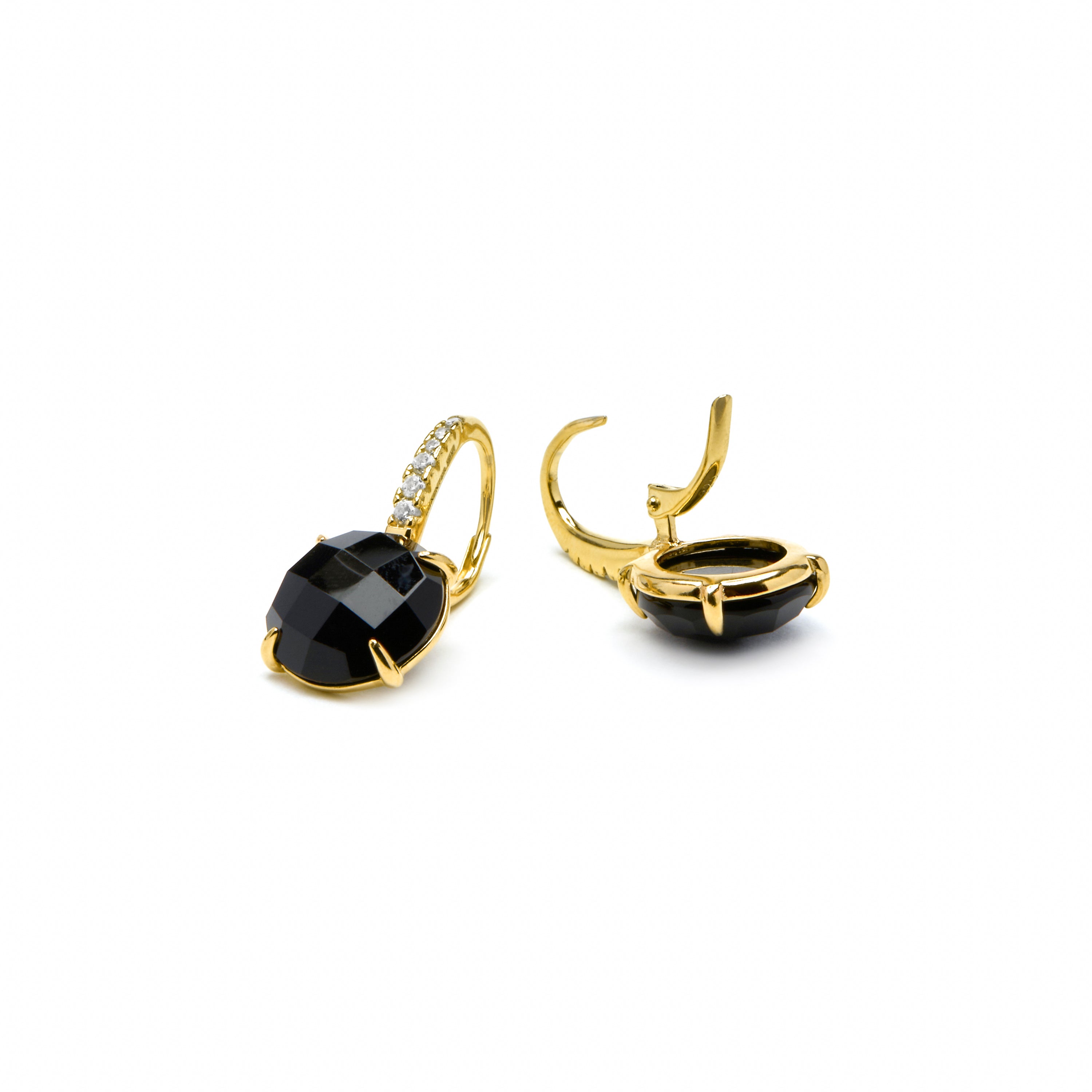 Ohrringe aus 925er Sterlingsilber und hydrothermalem Onyx-Quarz mit 18-karätiger Gelbgoldbeschichtung Lior