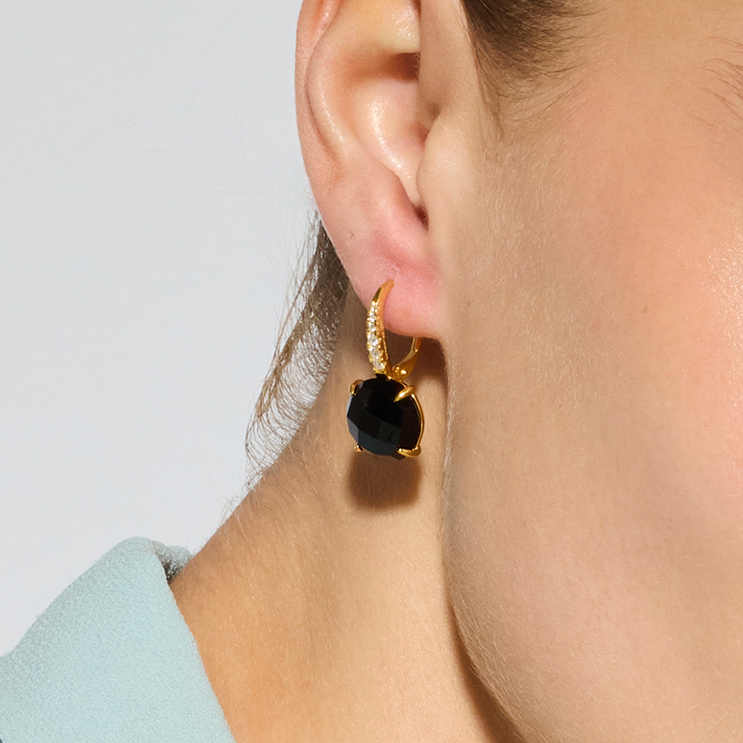 Ohrringe aus 925er Sterlingsilber und hydrothermalem Onyx-Quarz mit 18-karätiger Gelbgoldbeschichtung Lior