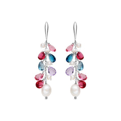 Pendientes de Plata de Ley 925 y Perla Blanca acabado rodio - Ysso