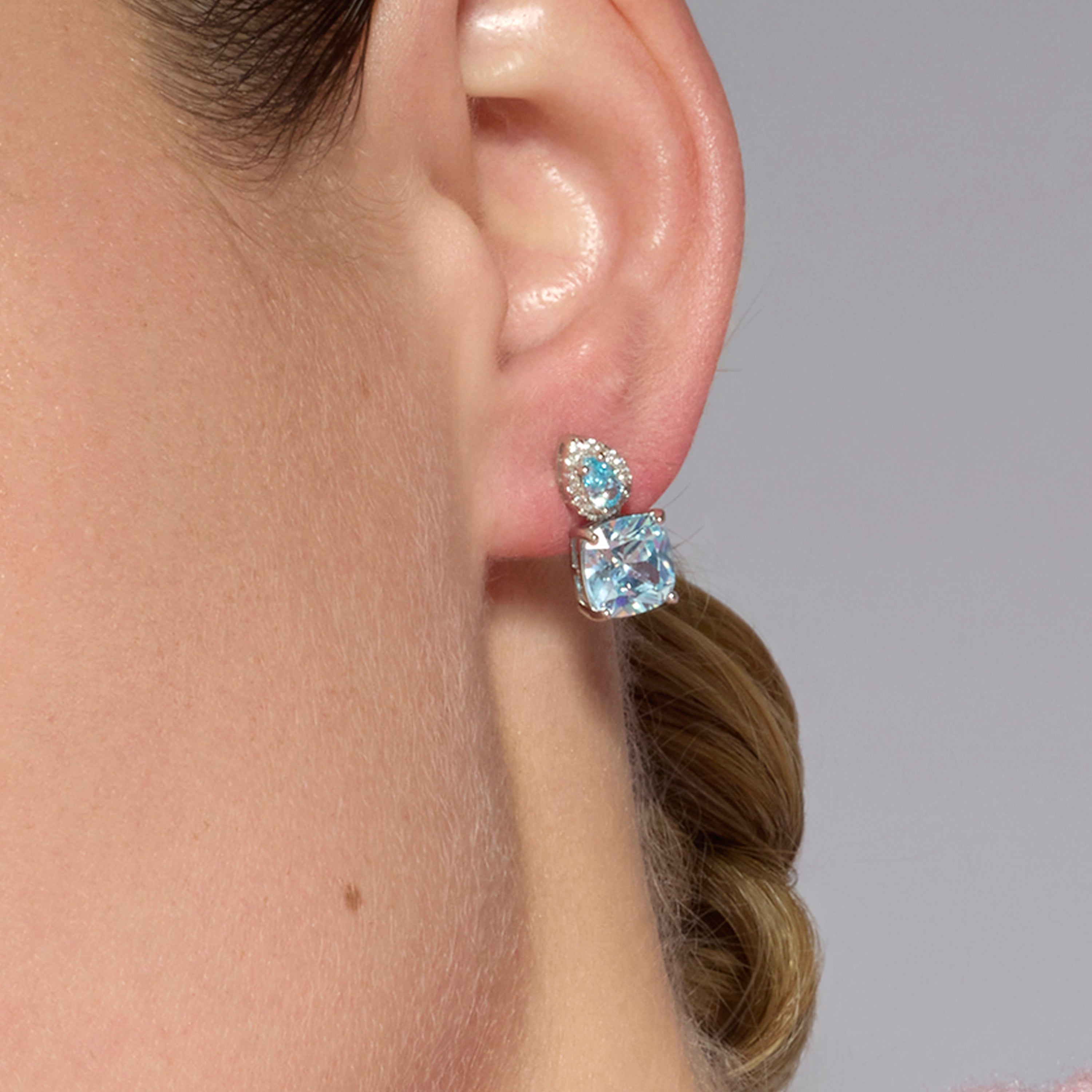 Pendientes de Plata de Ley 925 y Circonita Brillante acabado rodio - Ronni