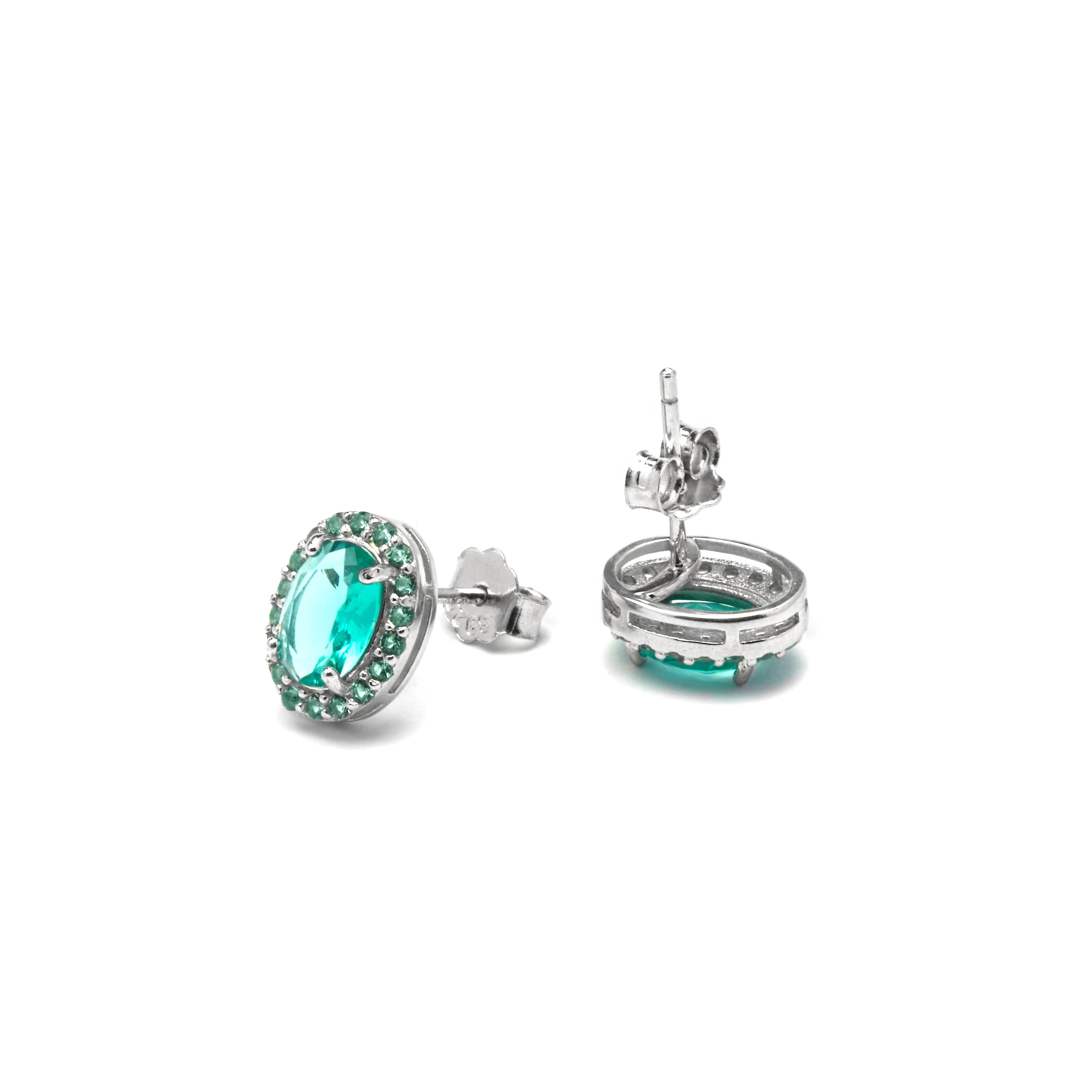 925 Sterlingsilber Ohrringe mit Aquamarin Zirkonia und Rhodium-Finish - Unxo