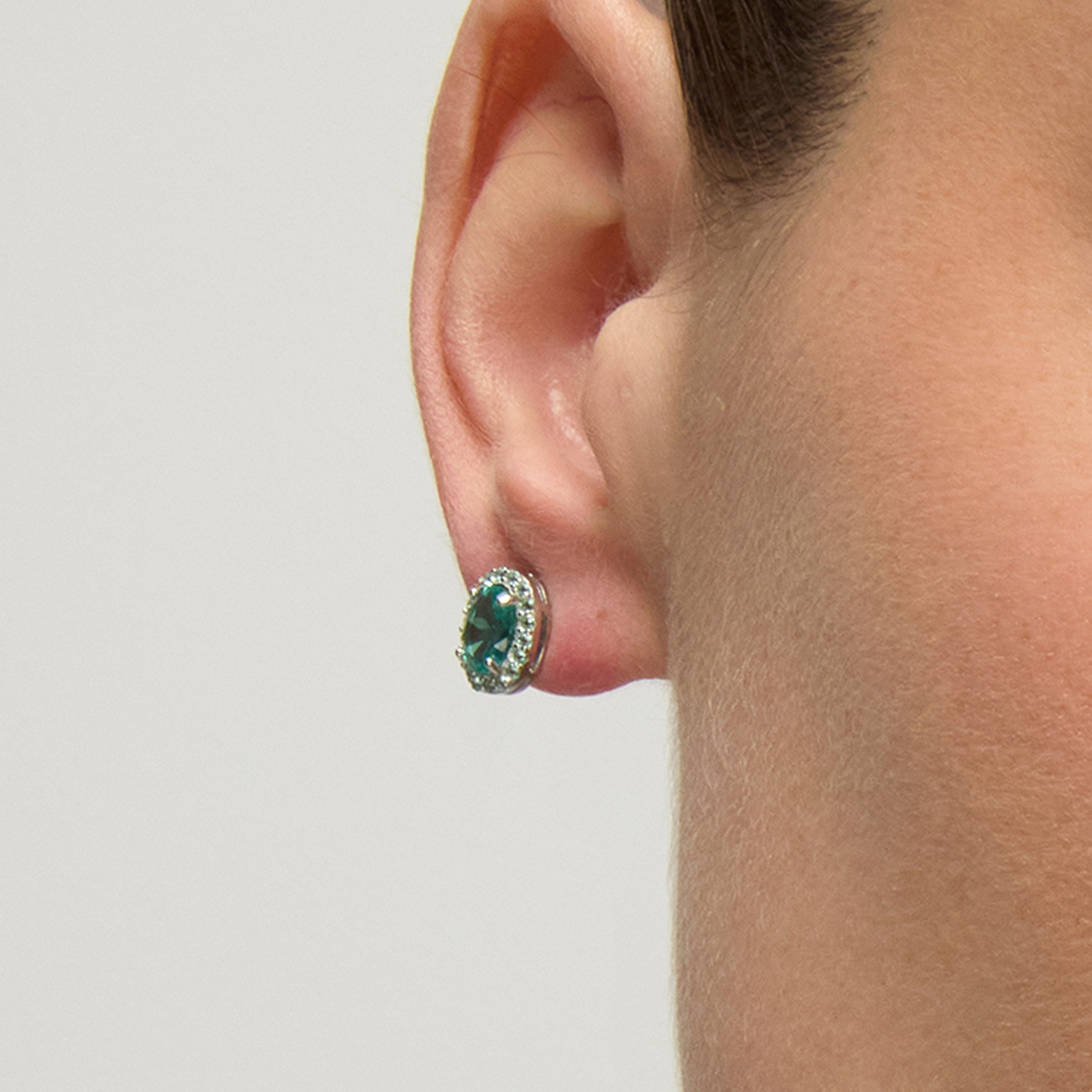 925 Sterlingsilber Ohrringe mit Aquamarin Zirkonia und Rhodium-Finish - Unxo