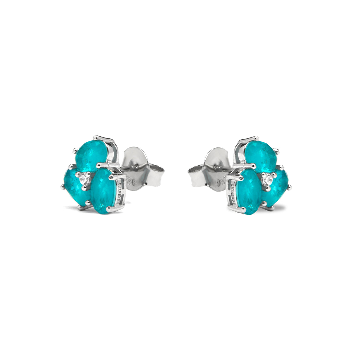 925er Sterlingsilber Ohrringe mit hydrothermalem Aquamarin, rhodiniert - Mursha