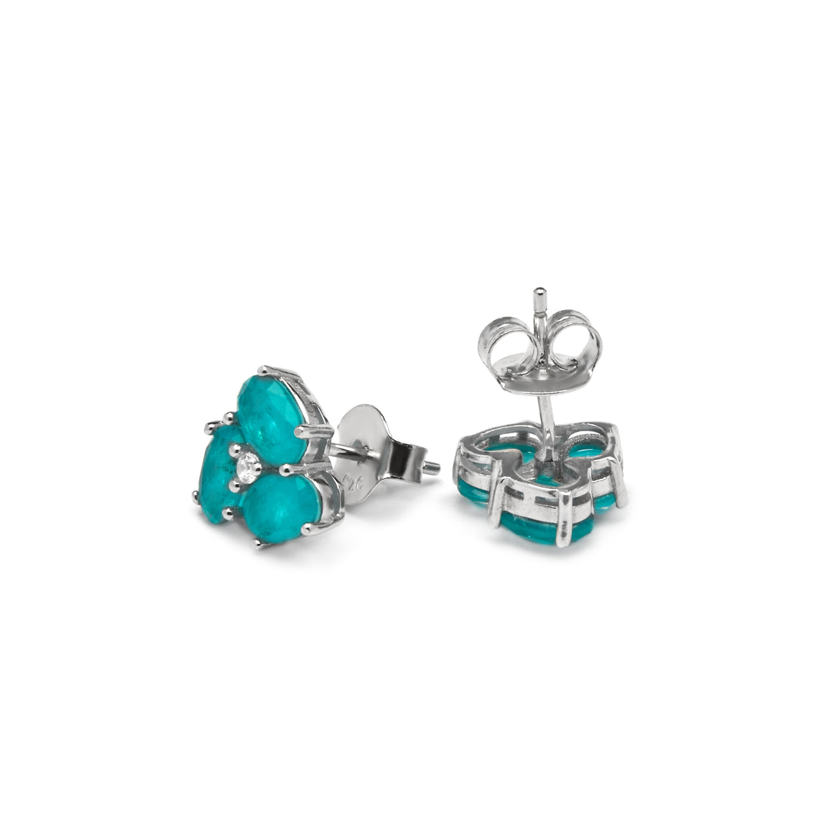 925er Sterlingsilber Ohrringe mit hydrothermalem Aquamarin, rhodiniert - Mursha
