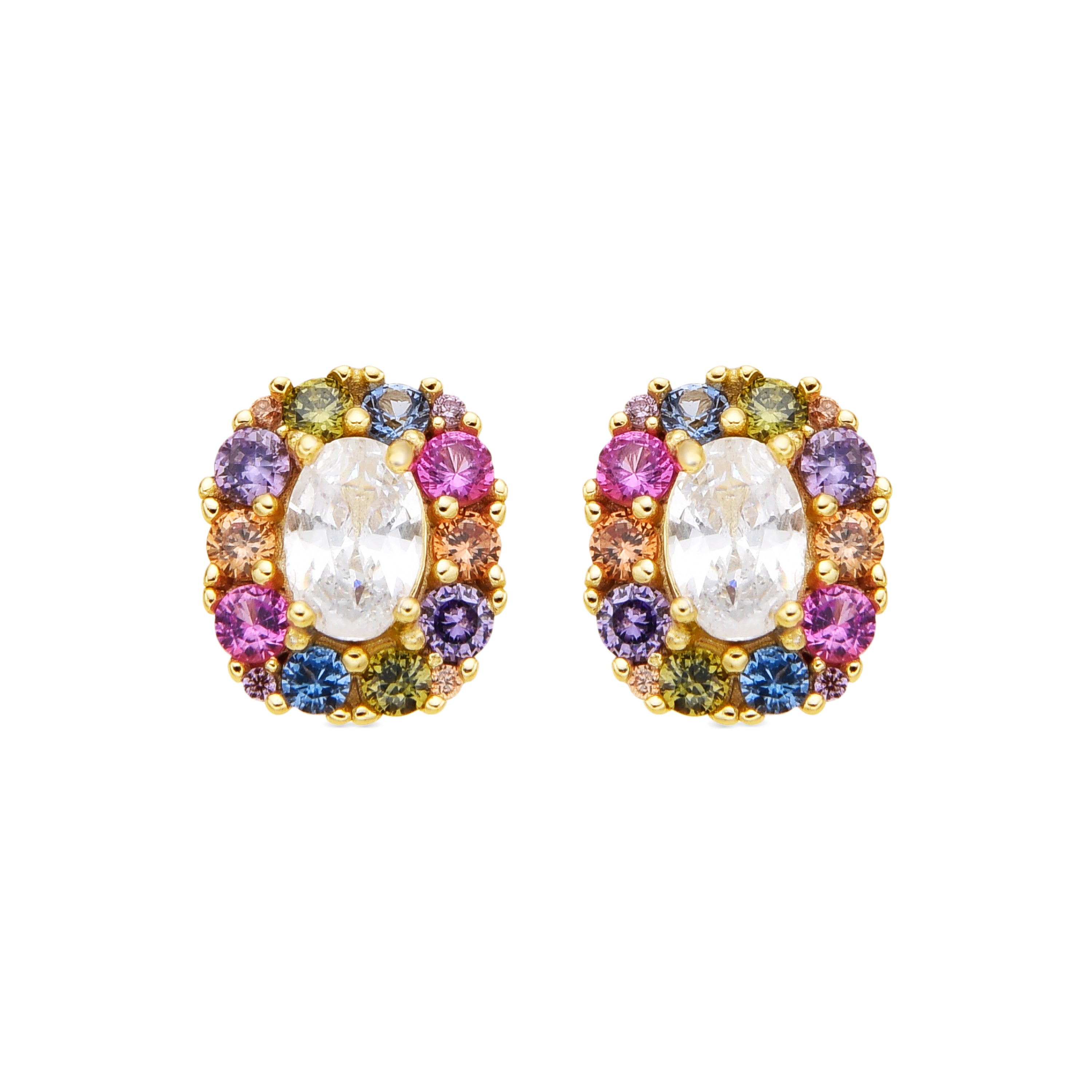Pendientes de Plata de Ley 925 y Circonita Multicolor acabado oro amarillo de 18k - Mezay