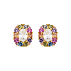 Pendientes de Plata de Ley 925 y Circonita Multicolor acabado oro amarillo de 18k - Mezay