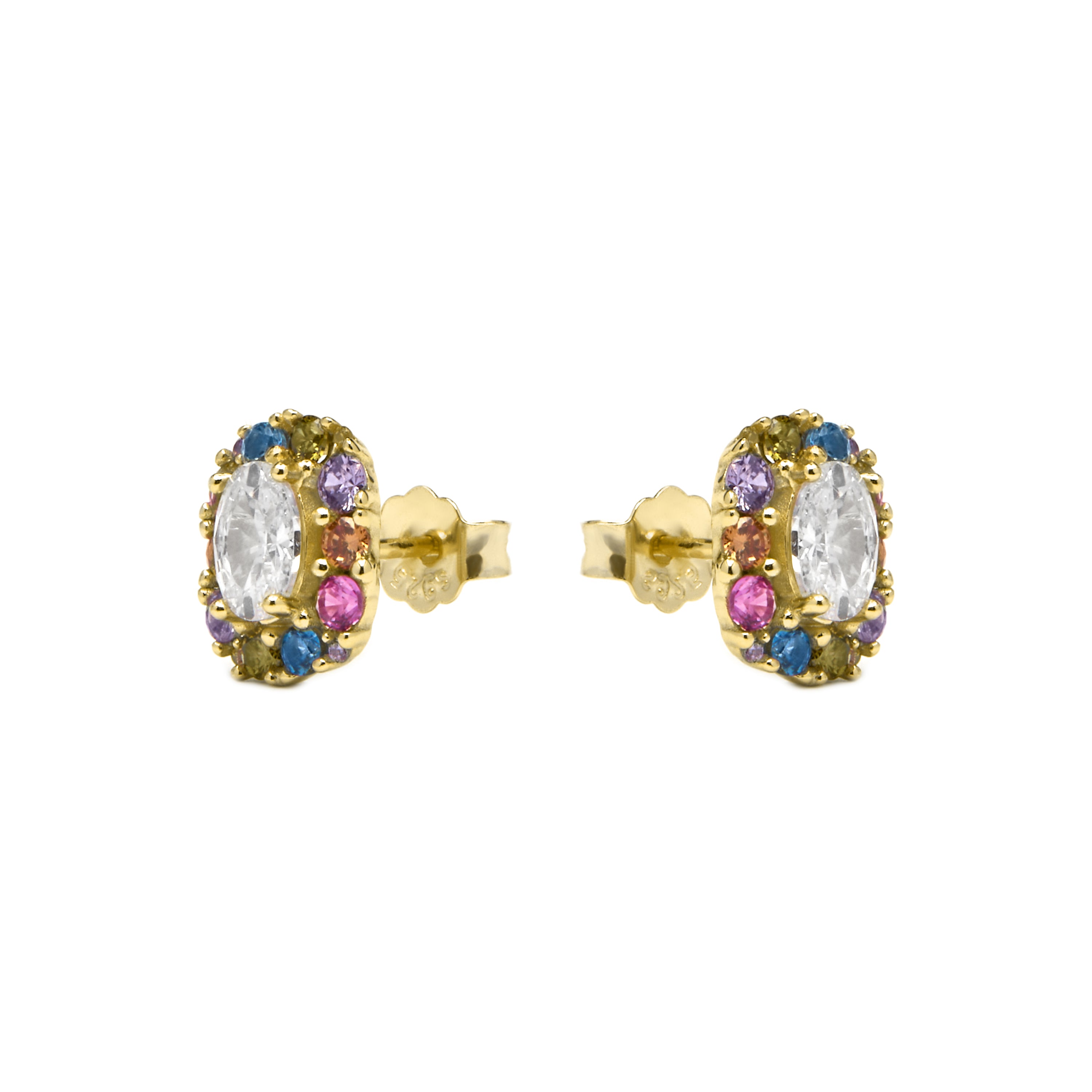 Pendientes de Plata de Ley 925 y Circonita Multicolor acabado oro amarillo de 18k - Mezay