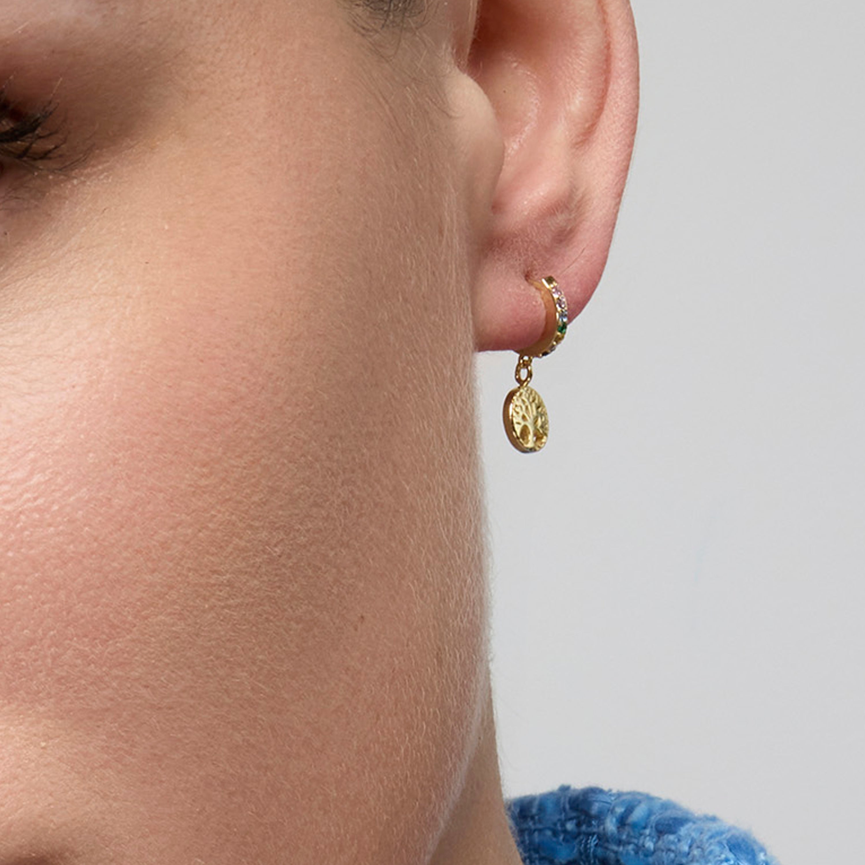 Orecchini in Argento Sterling 925 e Zirconia Multicolore con finitura in oro giallo 18k - Albero della Vita