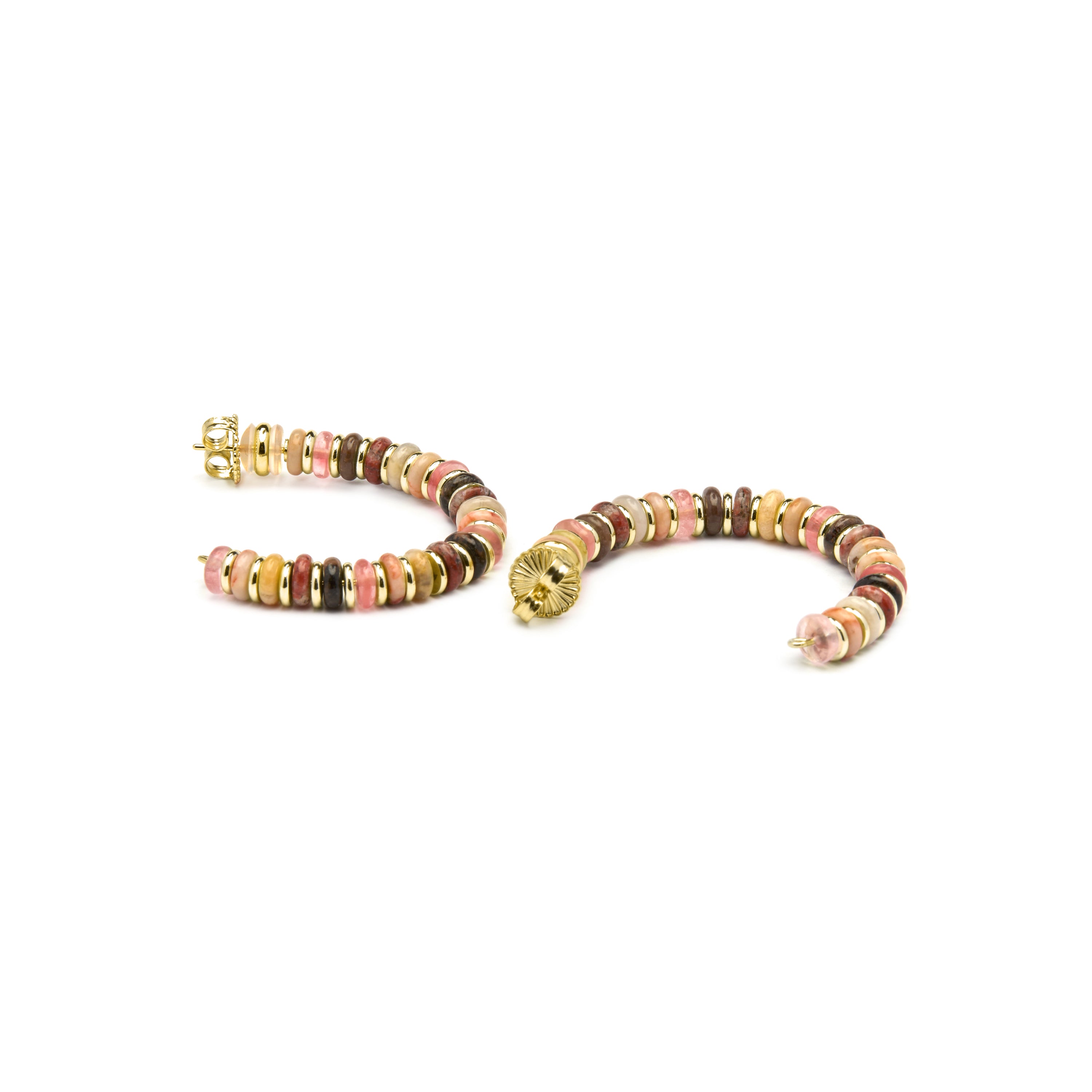 925 Sterling Silver Earrings and Multicolor Agate with 18k Yellow Gold Finish Umex