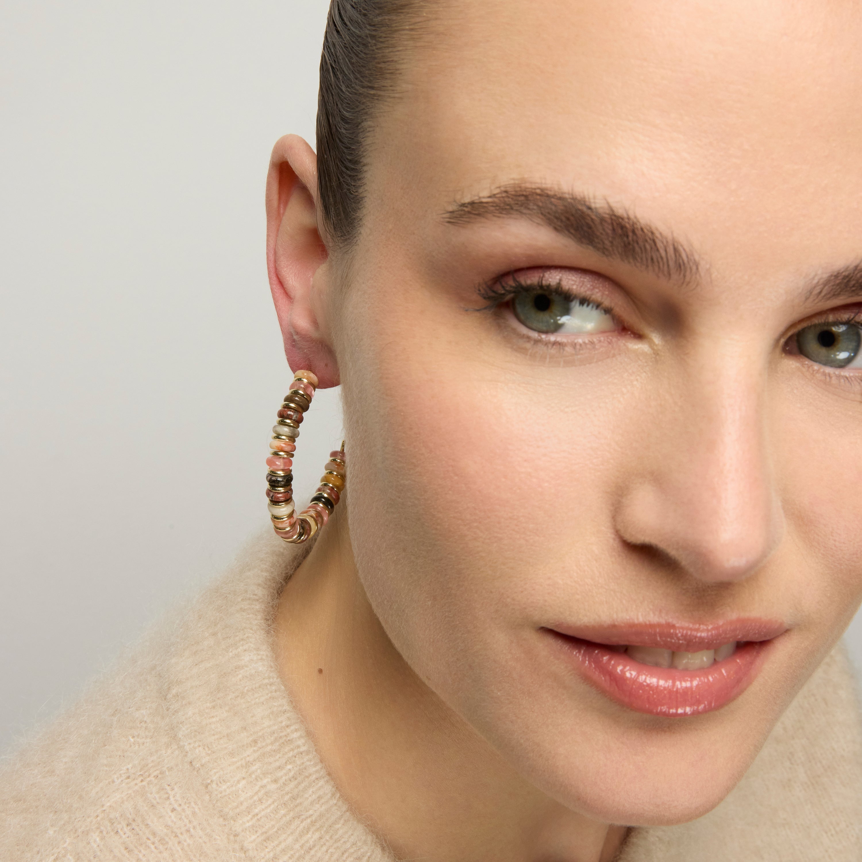 925 Sterling Silver Earrings and Multicolor Agate with 18k Yellow Gold Finish Umex