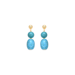 Pendientes de Plata de Ley 925 y Turquesa acabado oro amarillo de 18k Shyra