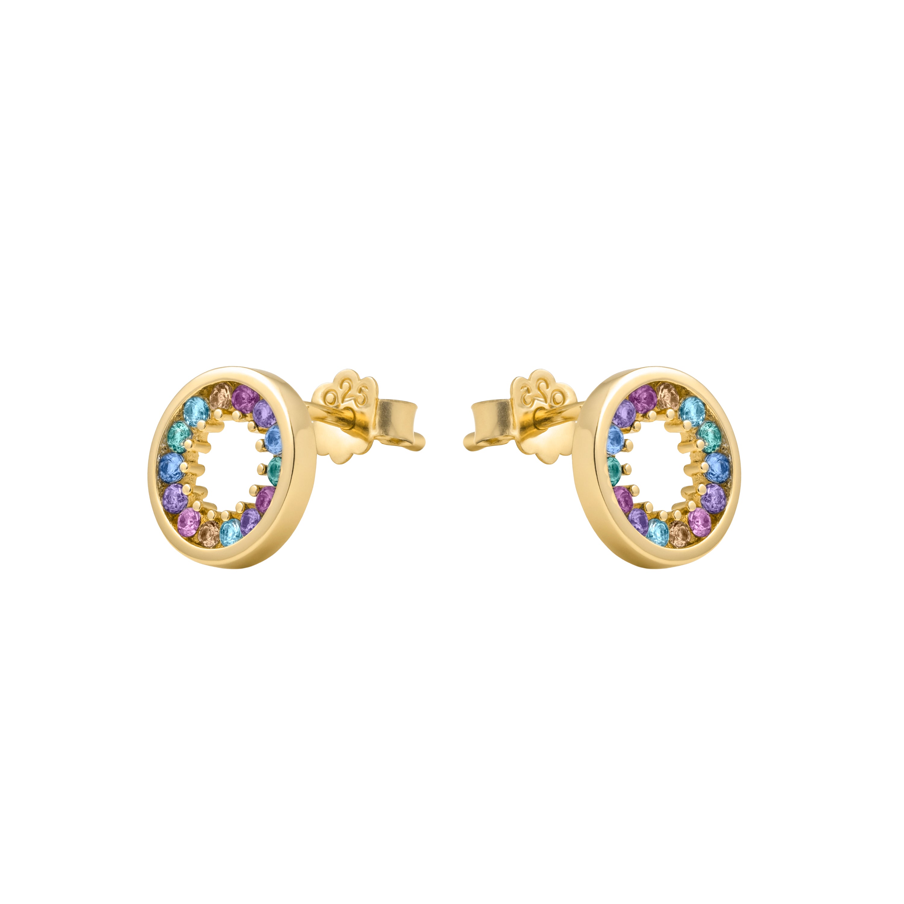 Ohrringe aus 925er Sterlingsilber und mehrfarbigem Zirkonia mit 18k Gelbgold-Finish - Harud