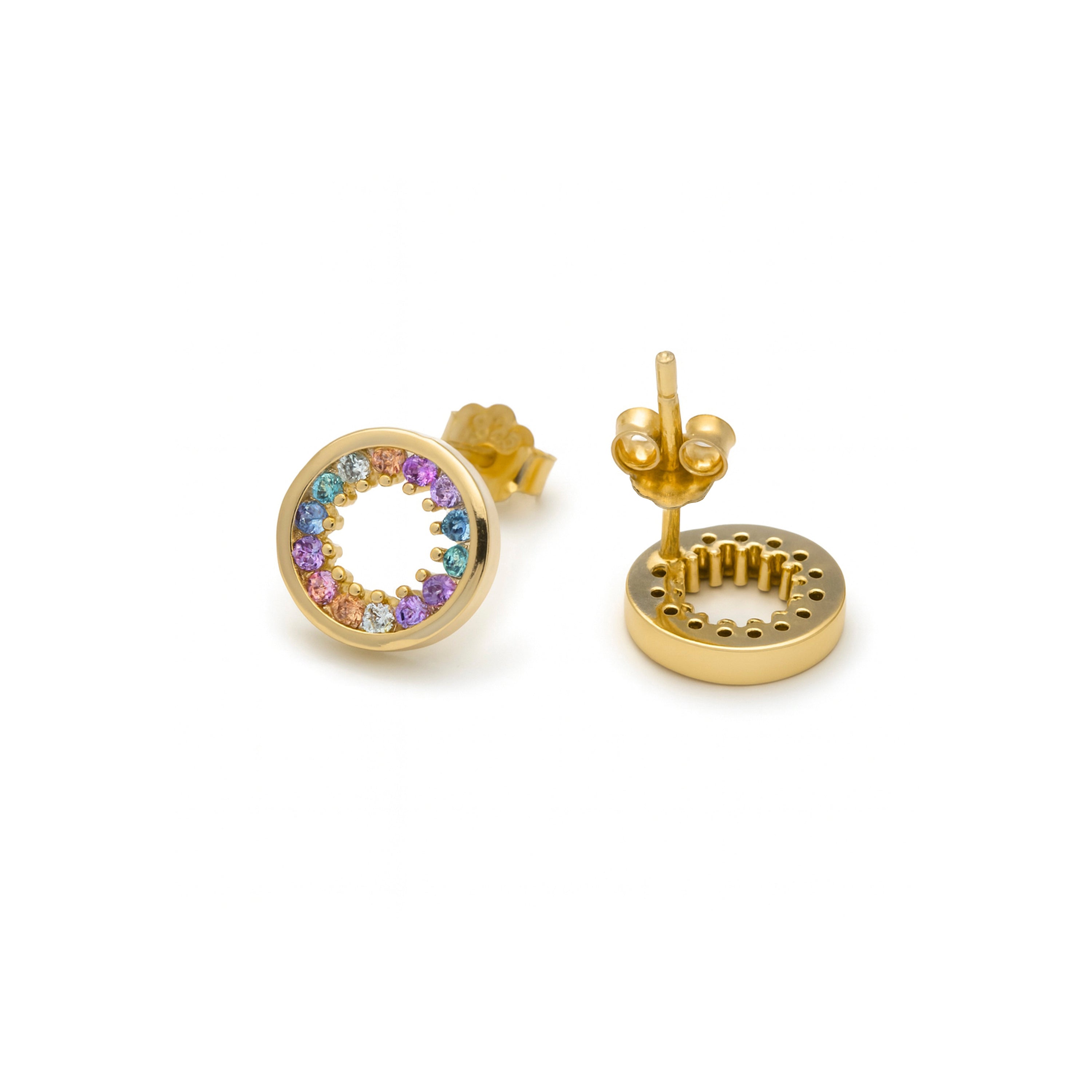 Ohrringe aus 925er Sterlingsilber und mehrfarbigem Zirkonia mit 18k Gelbgold-Finish - Harud