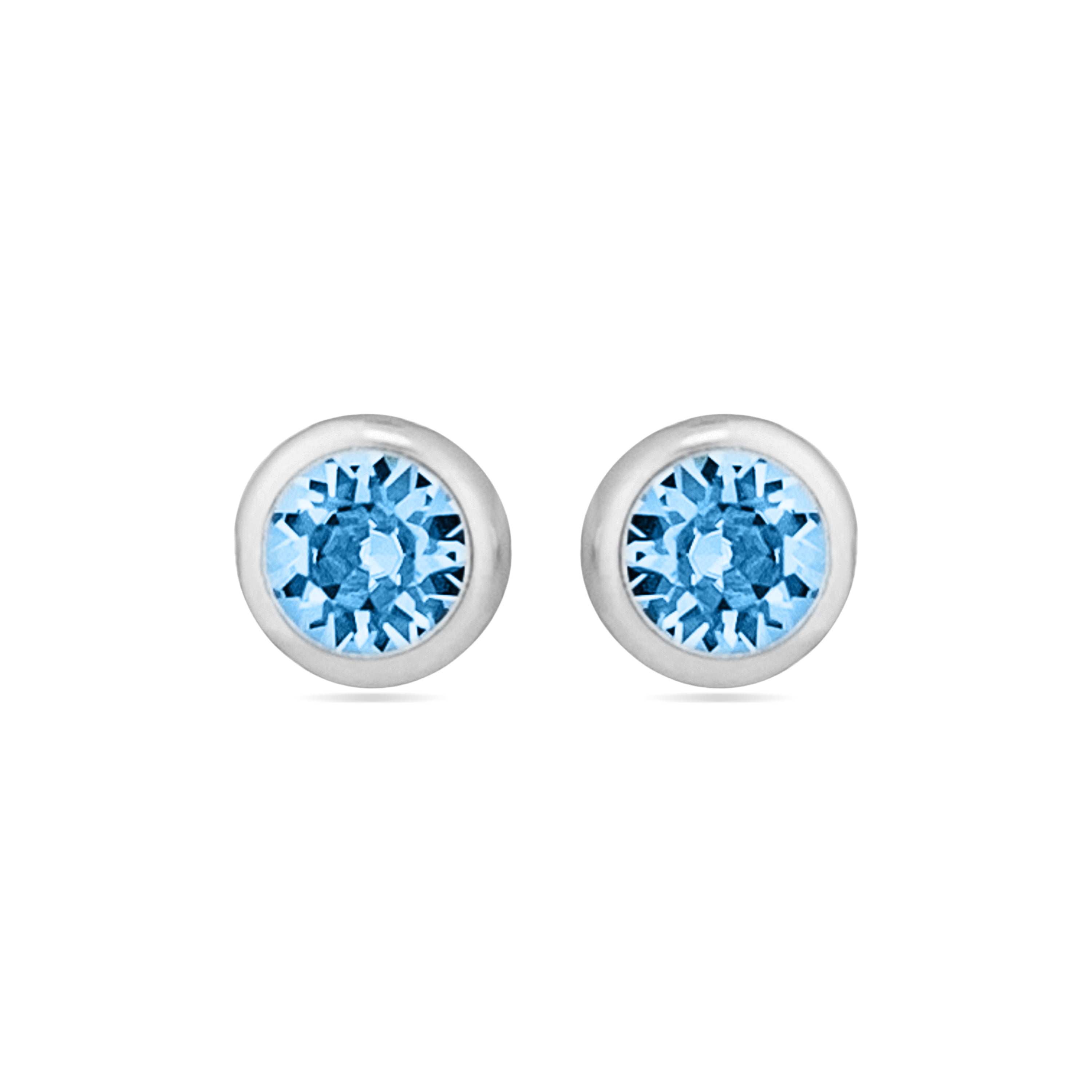 925 Sterling Silver Earrings with Aquamarine Zirconia finished in rhodium - Essential