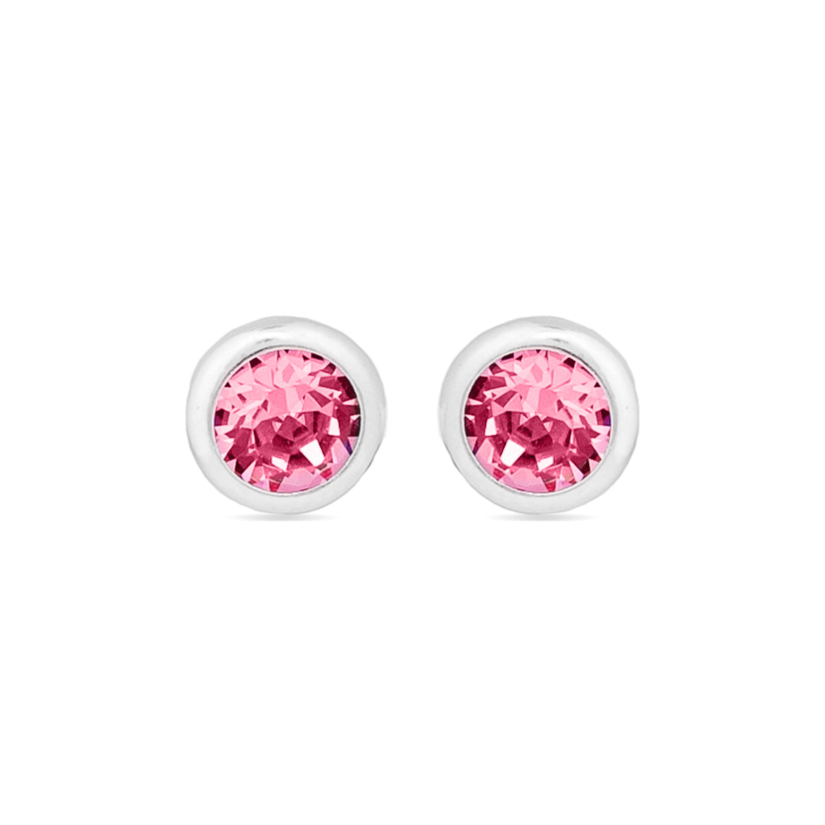 Pendientes de Plata de Ley 925 con Circonita Rosa acabados en rodio - Essential