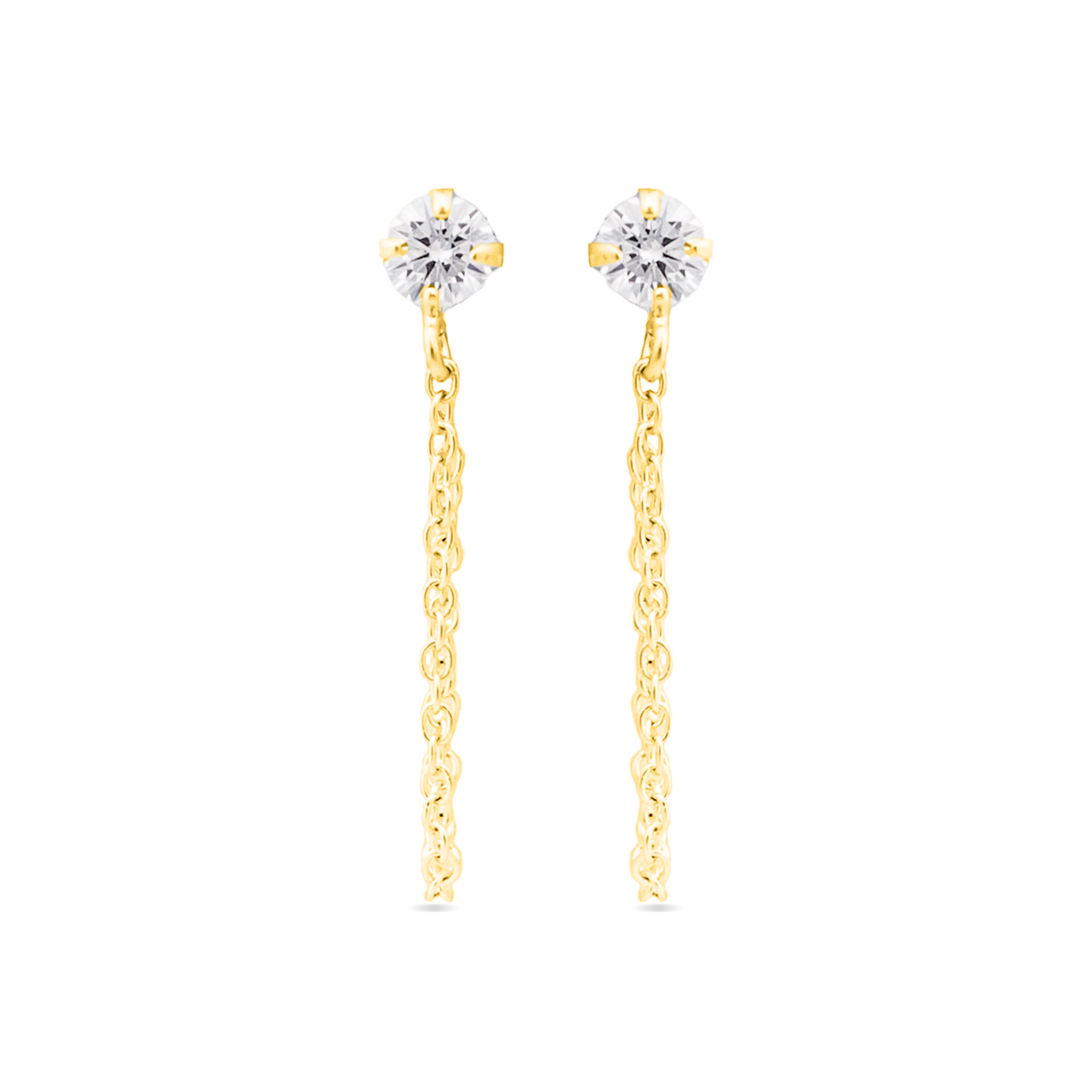 Boucles d'oreilles en argent sterling 925 avec zircon brillant finition or jaune 18K - Essential