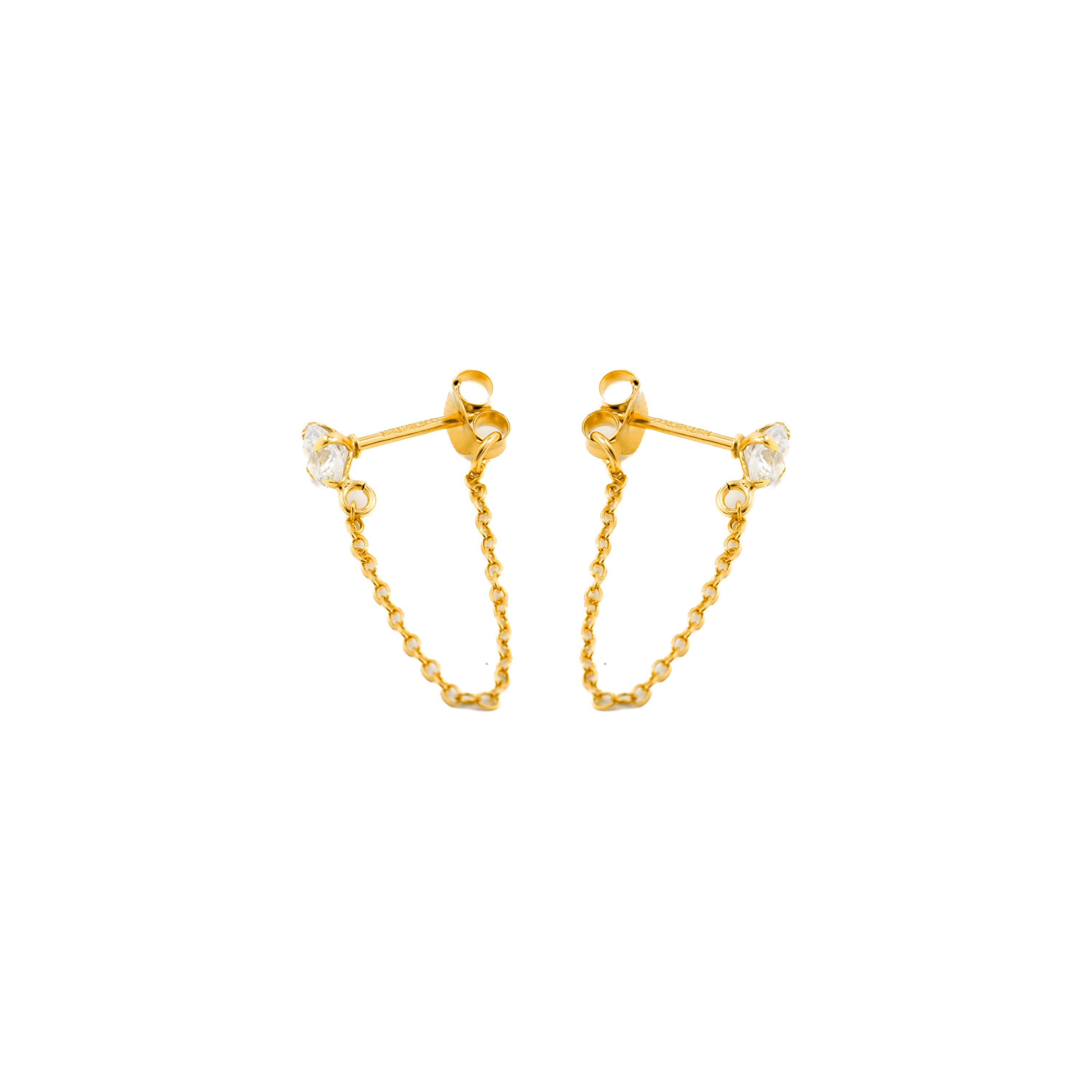 Brincos de Prata de Lei 925 com Zircónia Brilhante acabados em ouro amarelo 18K - Essential