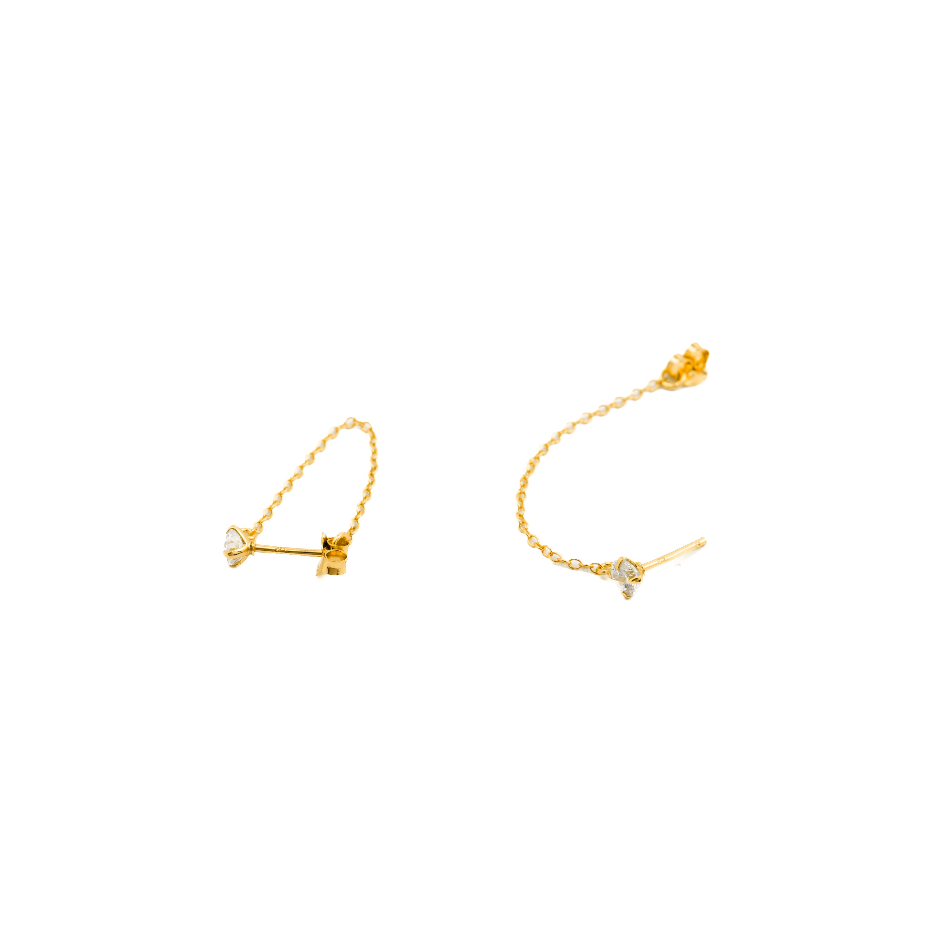 Brincos de Prata de Lei 925 com Zircónia Brilhante acabados em ouro amarelo 18K - Essential