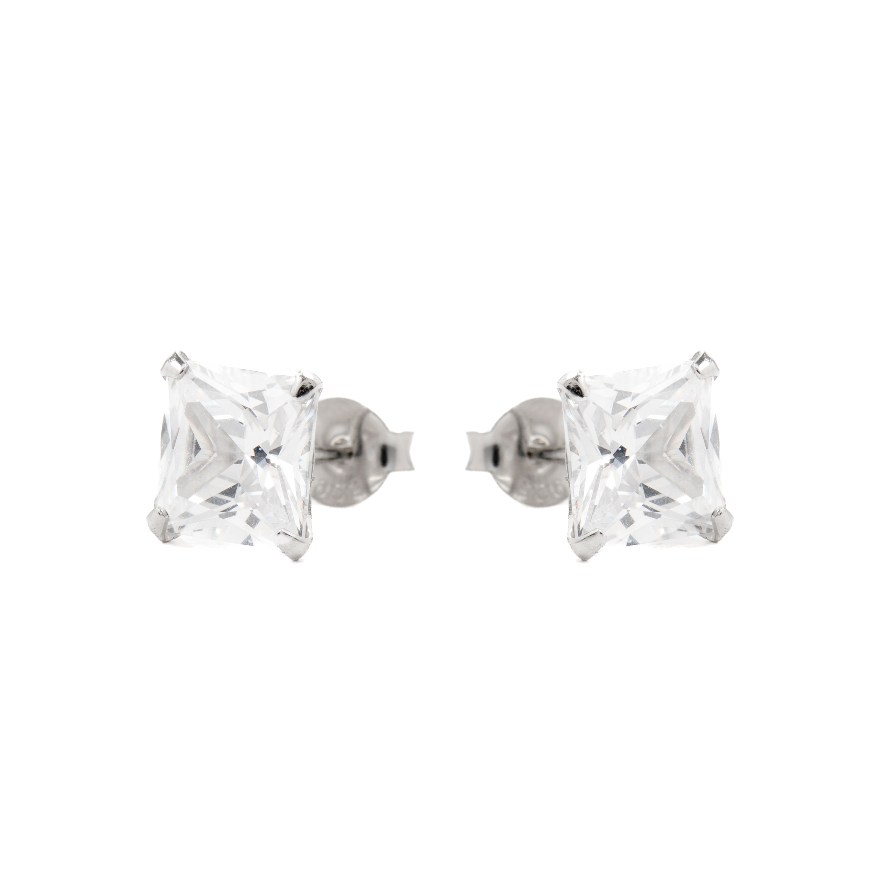 Boucles d'oreilles en argent sterling 925 avec zircon brillant finition rhodiée - Essential