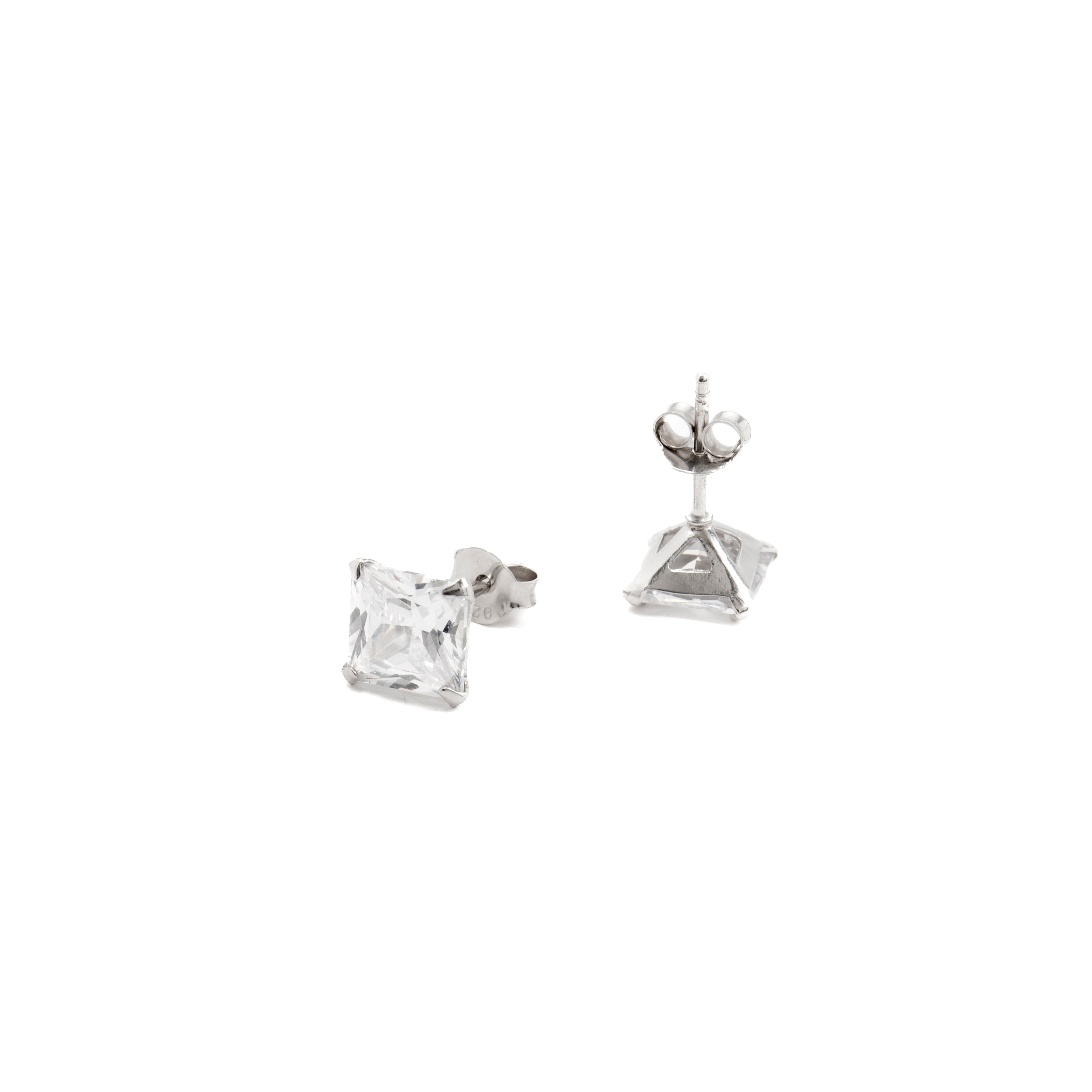 Boucles d'oreilles en argent sterling 925 avec zircon brillant finition rhodiée - Essential