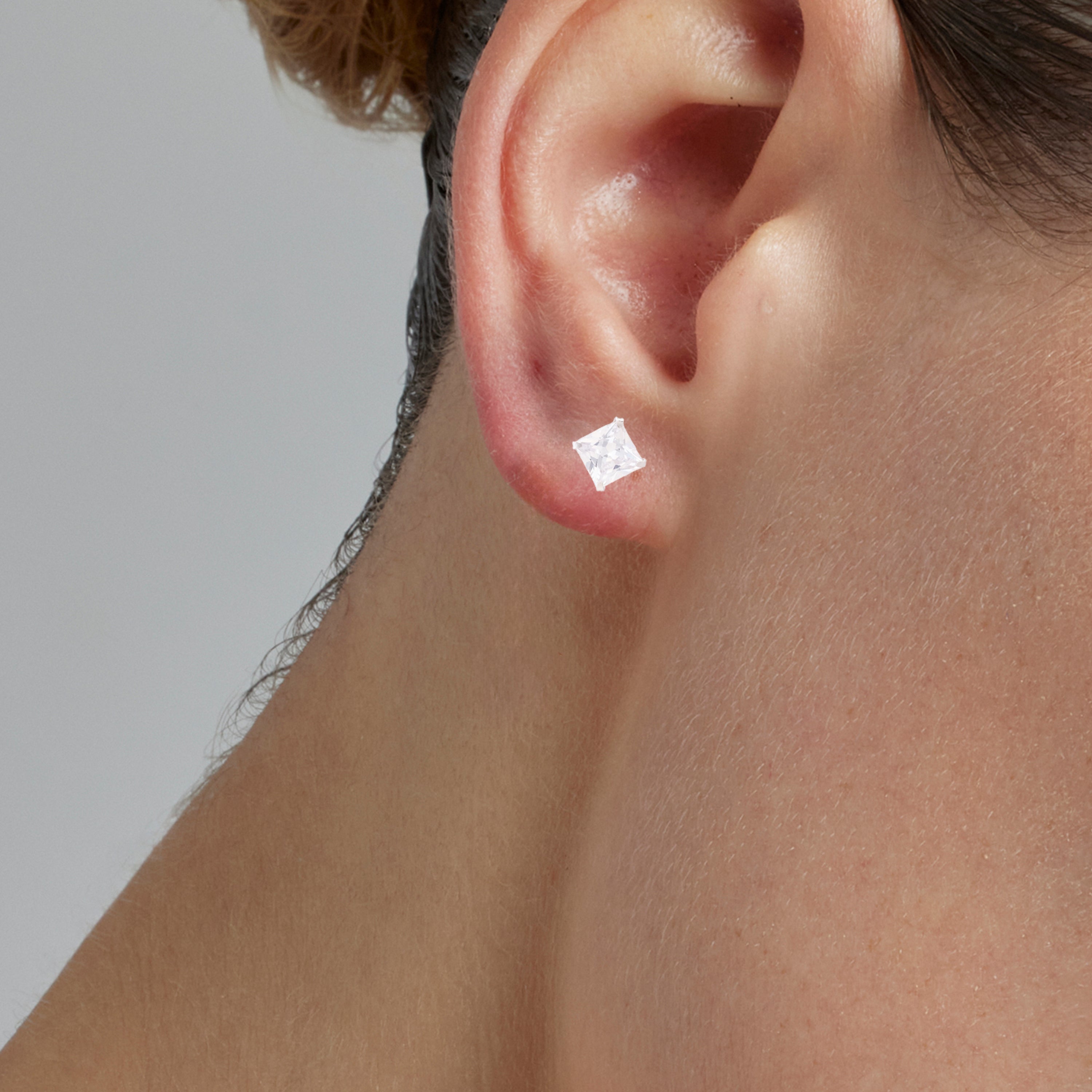 Boucles d'oreilles en argent sterling 925 avec zircon brillant finition rhodiée - Essential