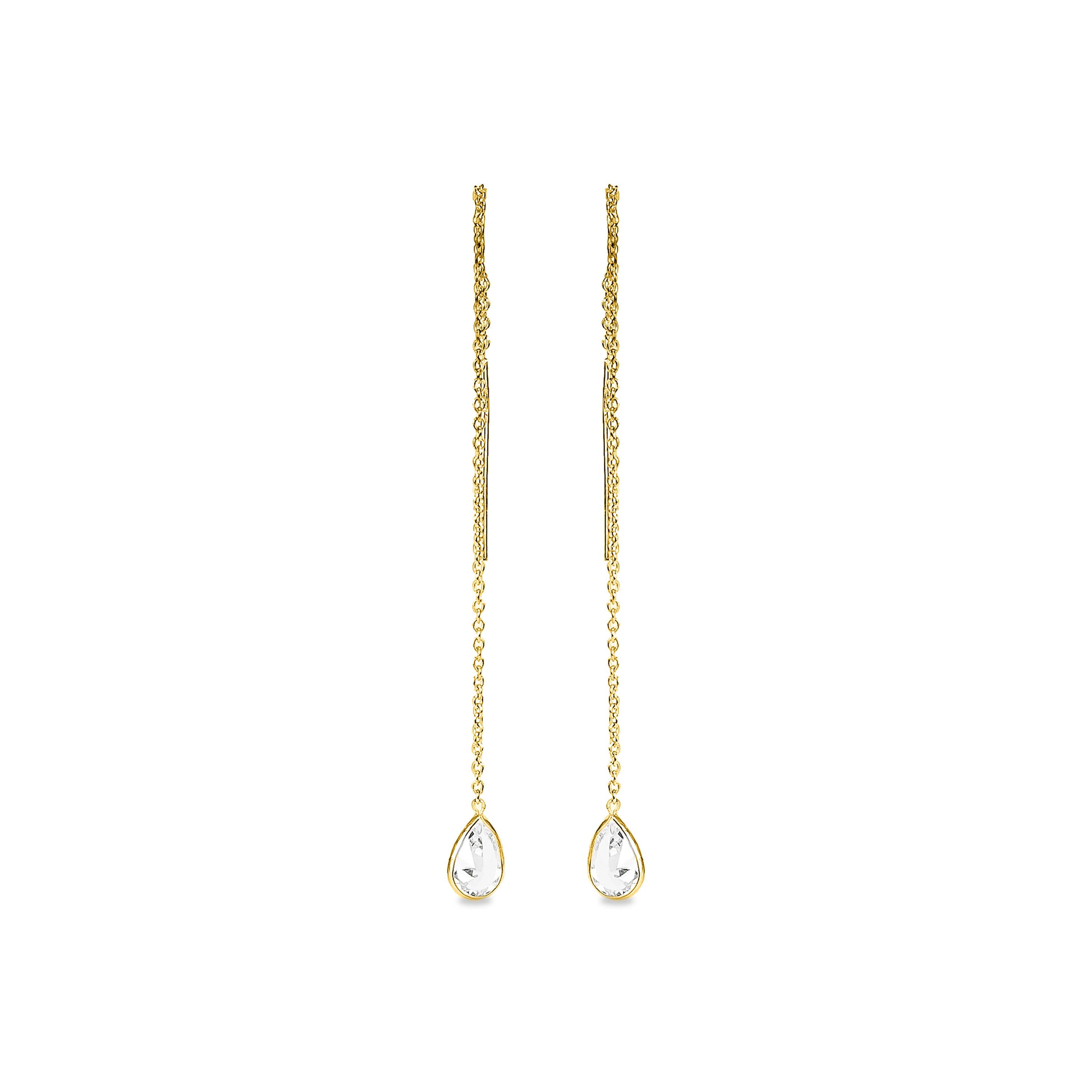 Pendientes de Plata de Ley 925 con Circonita Brillante acabados en oro amarillo 18K - Essential