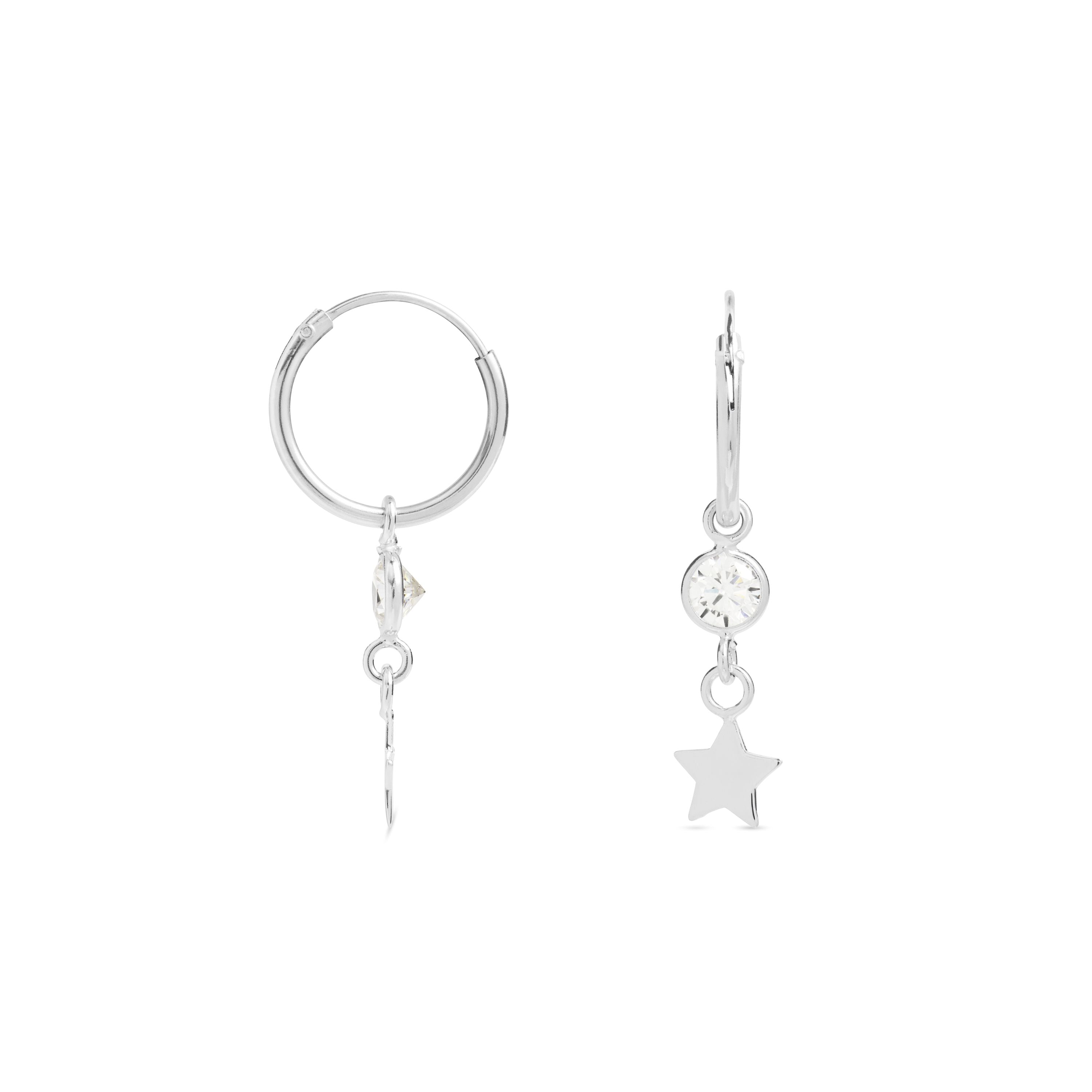 Boucles d'oreilles en argent sterling 925 avec zircon brillant finition rhodiée - Essential