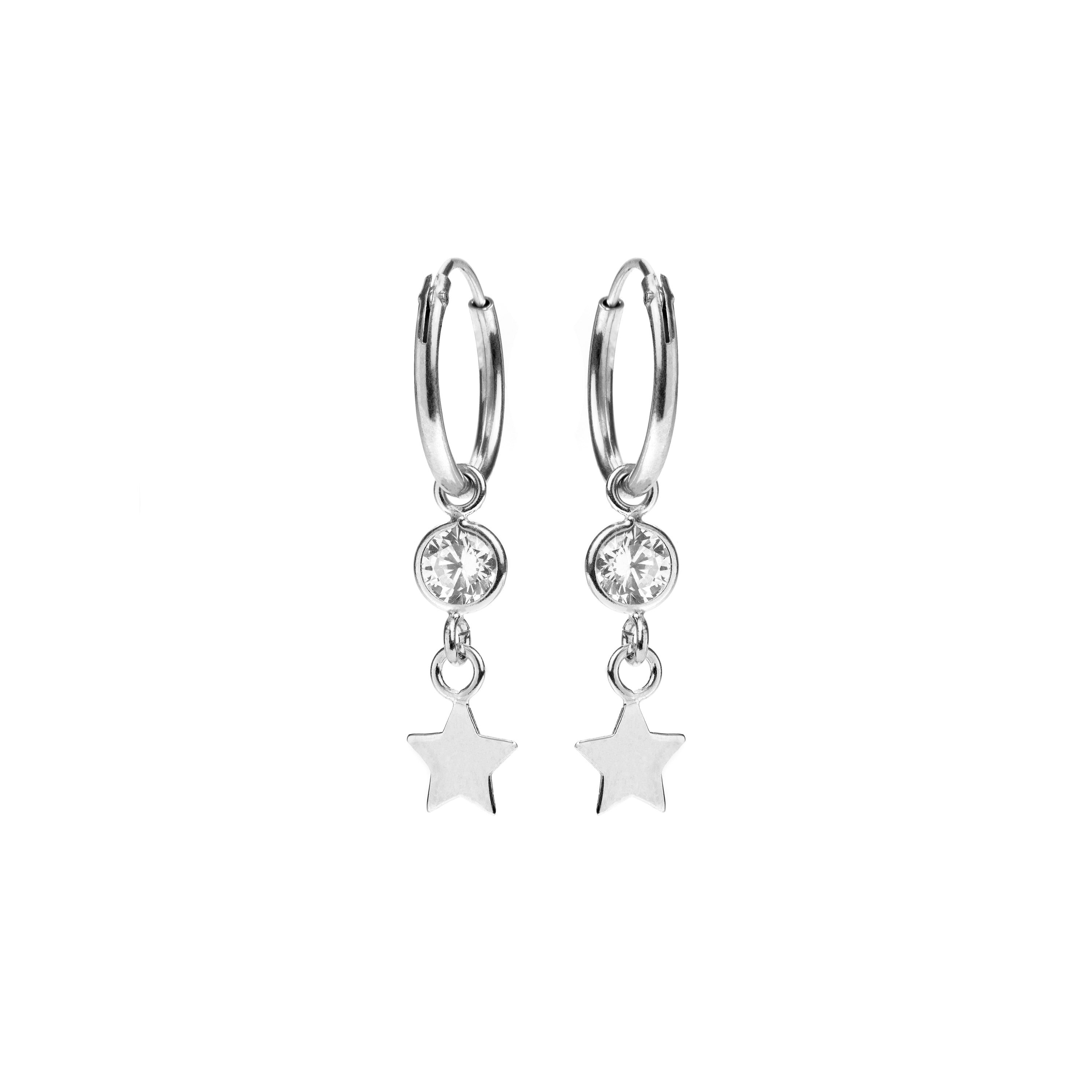 Boucles d'oreilles en argent sterling 925 avec zircon brillant finition rhodiée - Essential