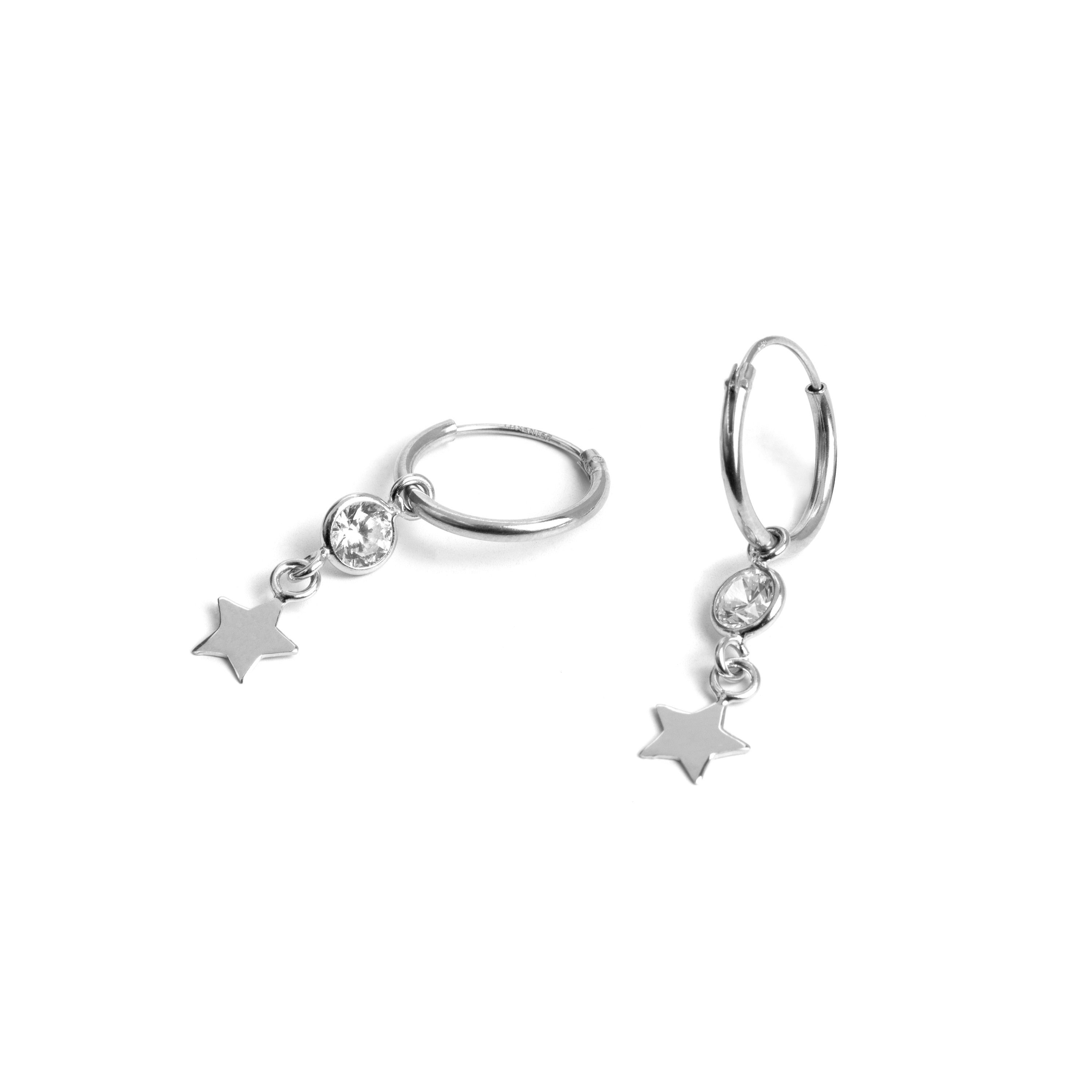 Boucles d'oreilles en argent sterling 925 avec zircon brillant finition rhodiée - Essential