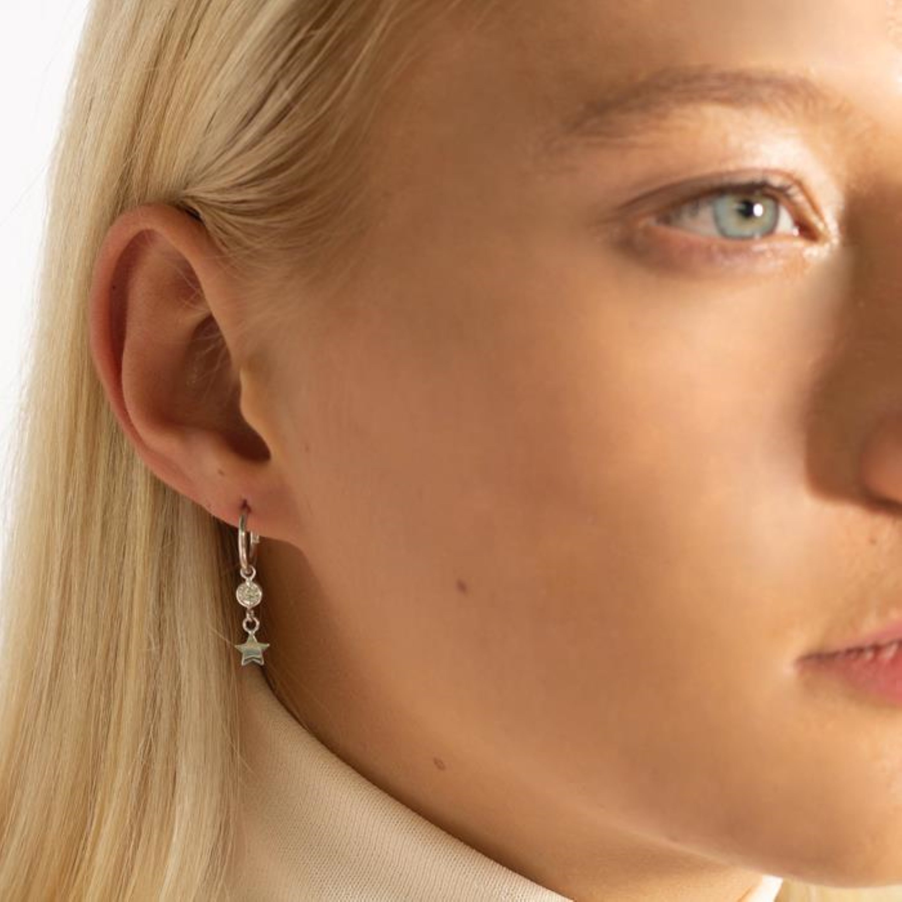 Boucles d'oreilles en argent sterling 925 avec zircon brillant finition rhodiée - Essential