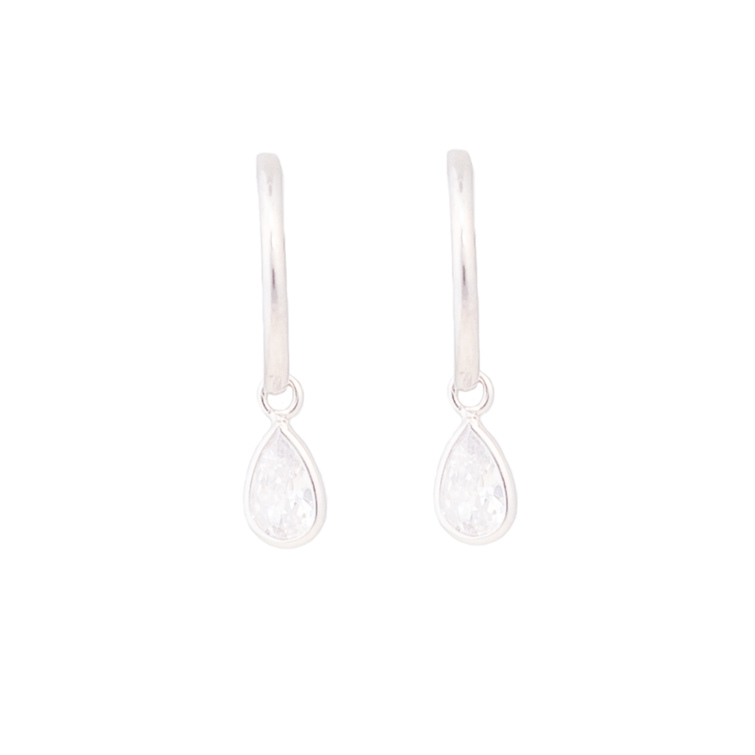 Boucles d'oreilles en argent sterling 925 avec zircon brillant finition rhodiée - Essential