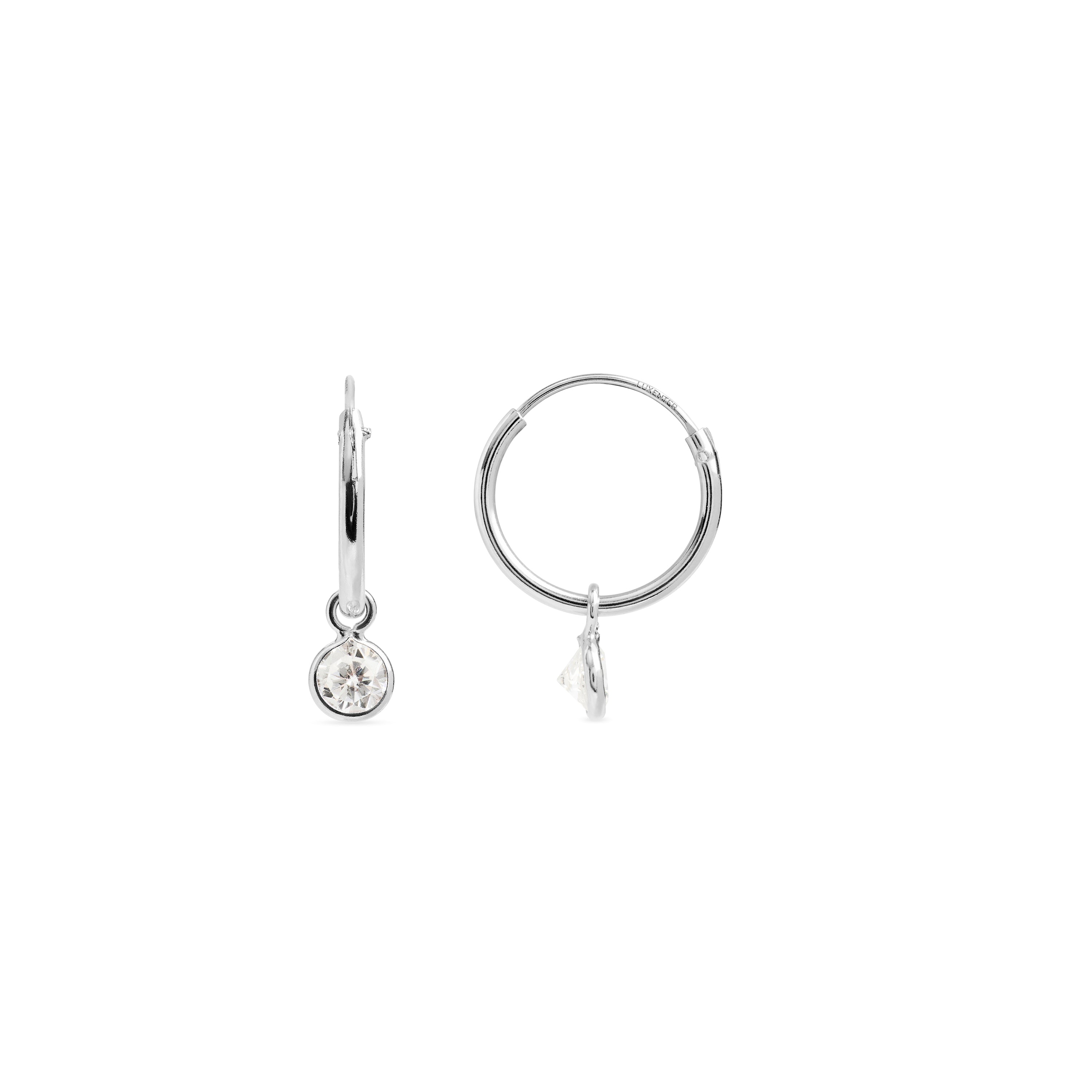Pendientes de Plata de Ley 925 con Circonita Brillante acabados en rodio - Essential
