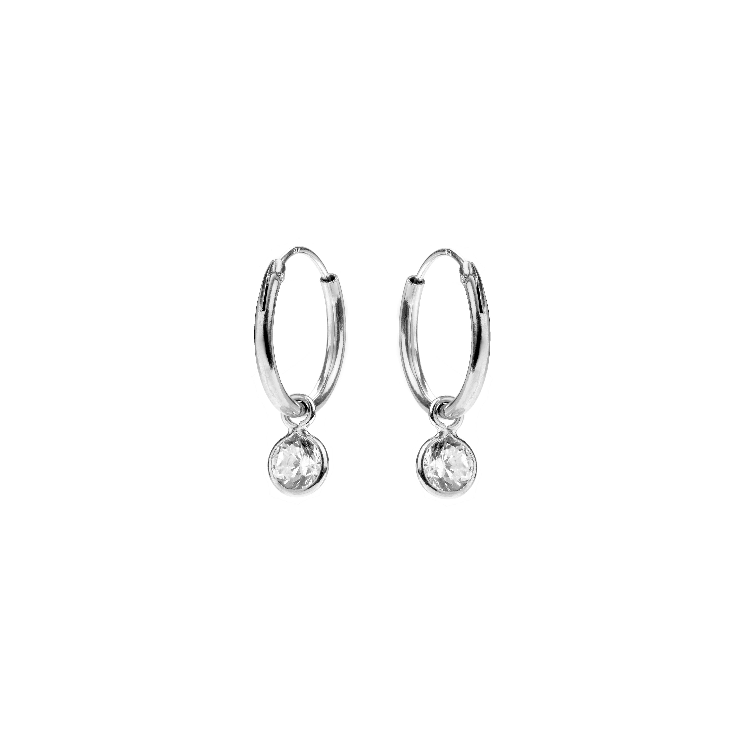 Pendientes de Plata de Ley 925 con Circonita Brillante acabados en rodio - Essential