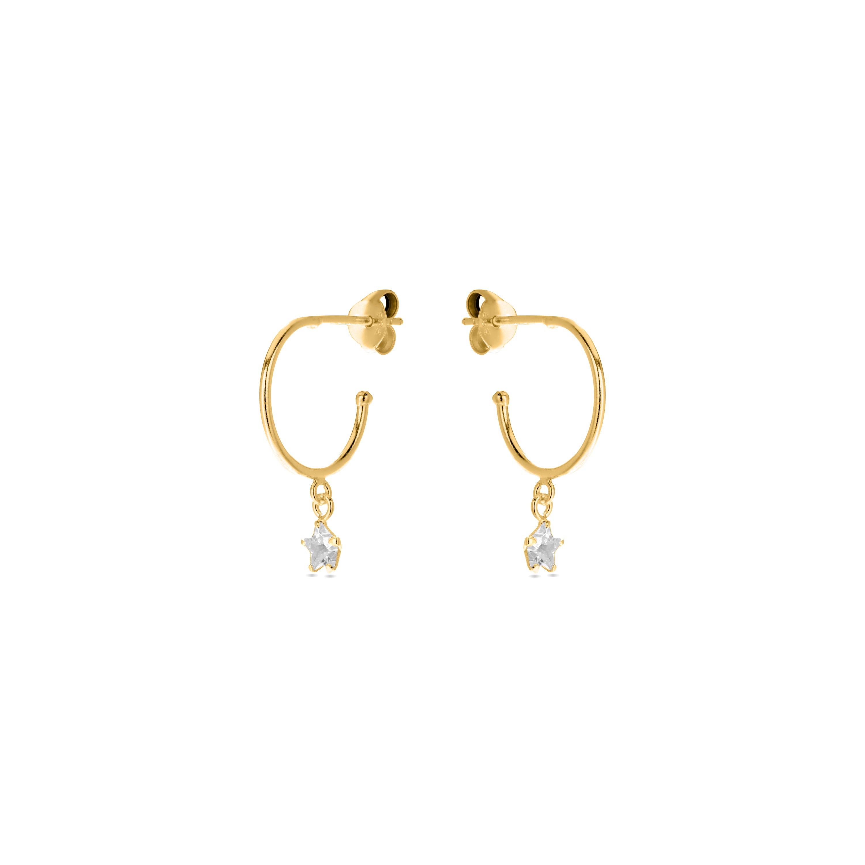 Pendientes de Plata de Ley 925 con Circonita Brillante acabados en oro amarillo 18K - Essential