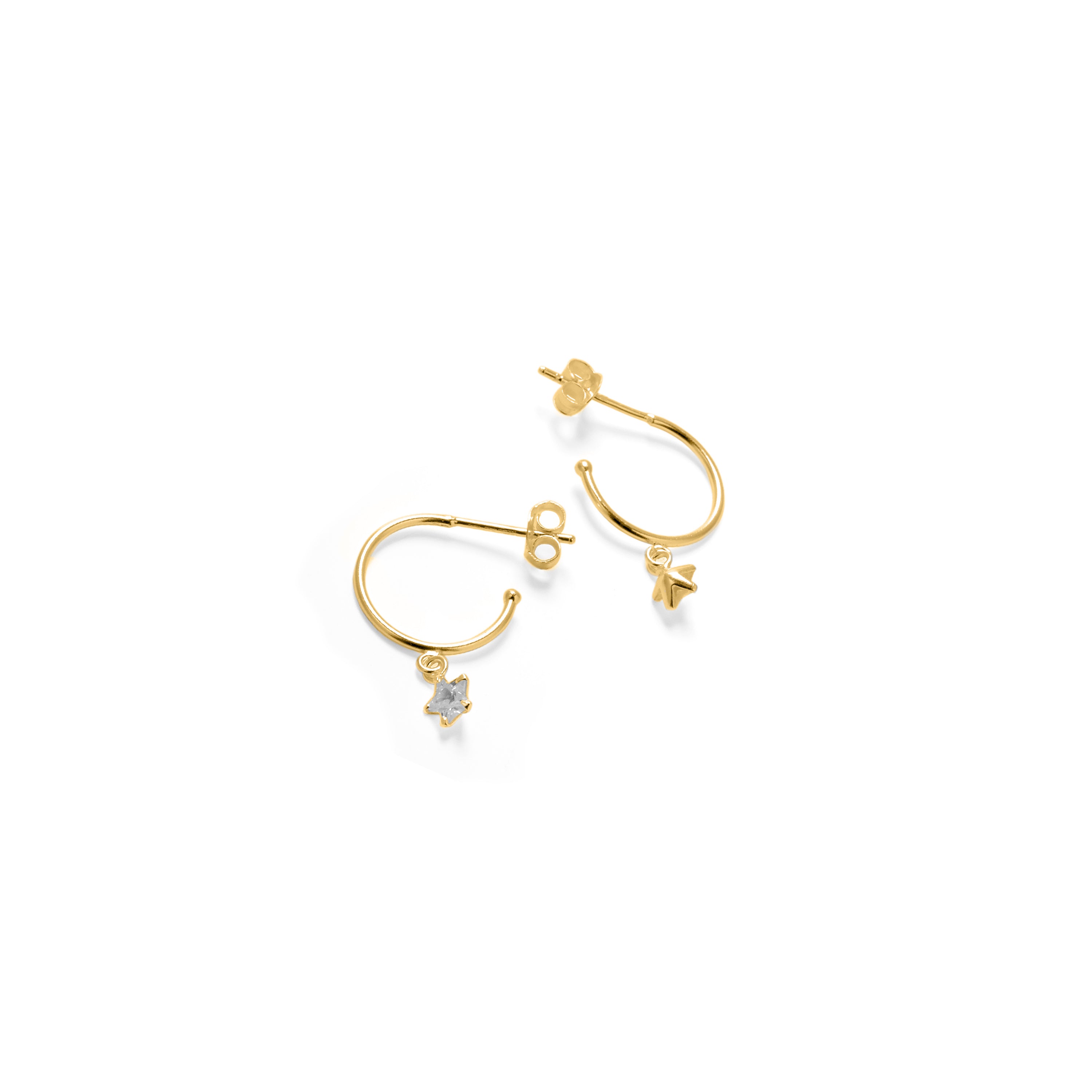 Pendientes de Plata de Ley 925 con Circonita Brillante acabados en oro amarillo 18K - Essential